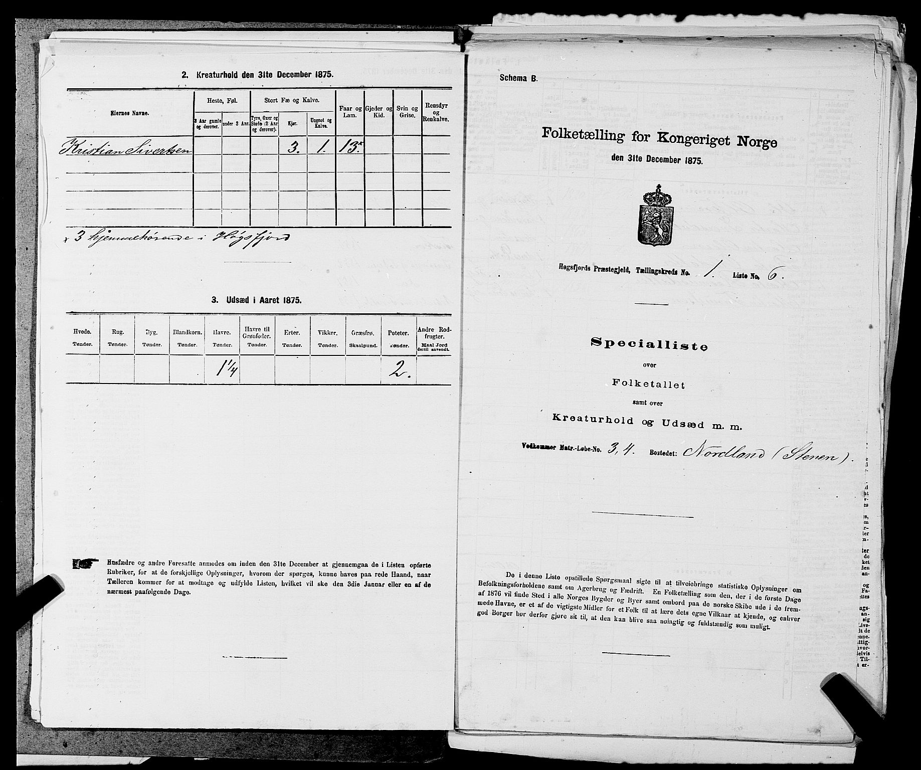 SAST, Folketelling 1875 for 1128P Høgsfjord prestegjeld, 1875, s. 75