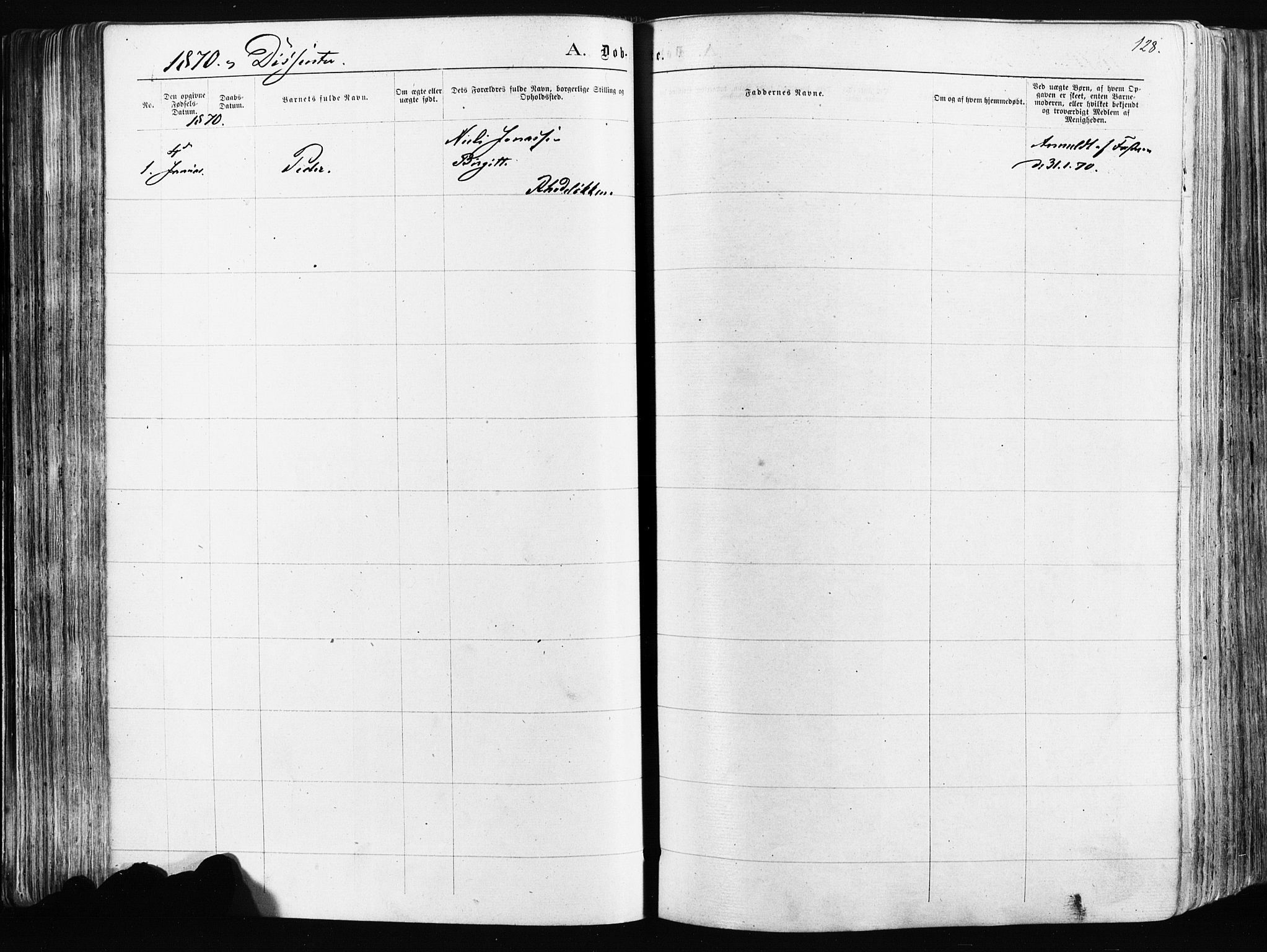 Østre Aker prestekontor Kirkebøker, AV/SAO-A-10840/F/Fa/L0003: Ministerialbok nr. I 3, 1869-1875, s. 128