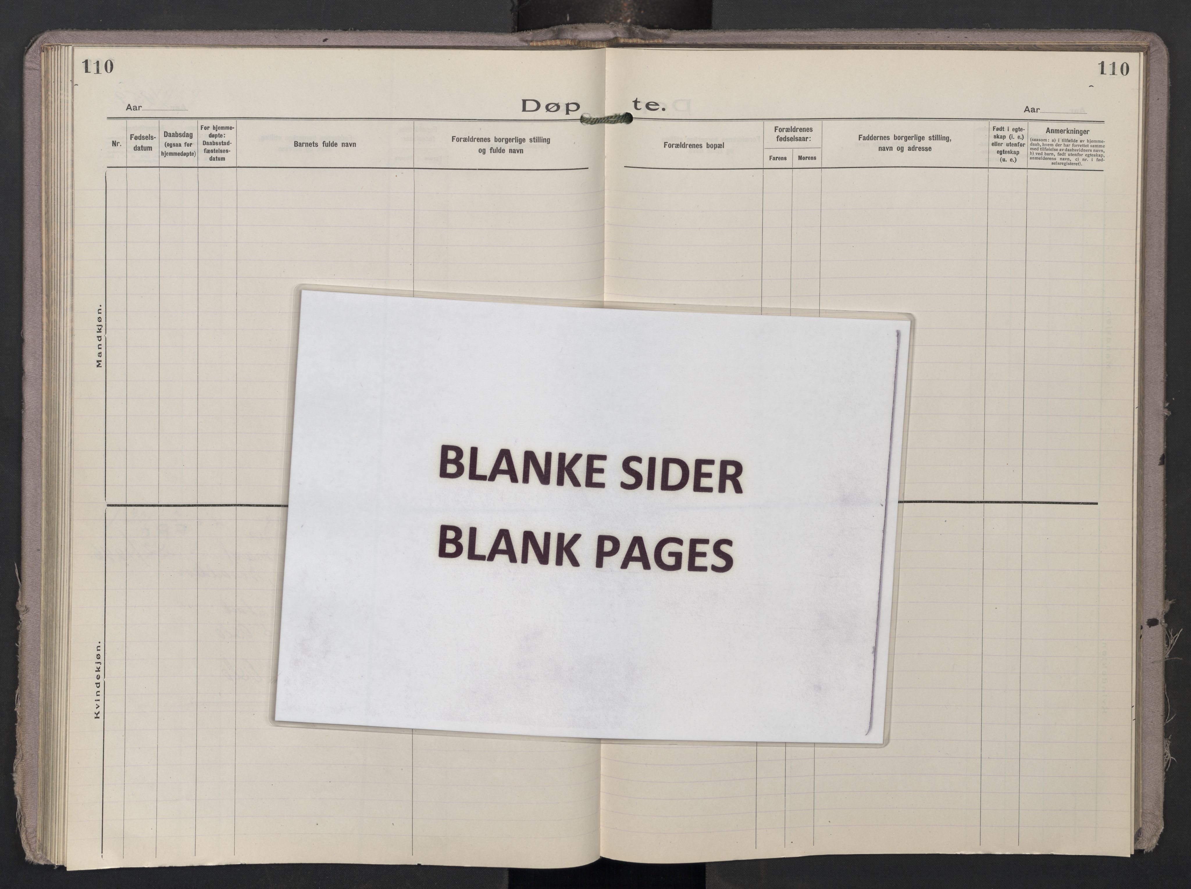 Krohgstøtten sykehusprest Kirkebøker, AV/SAO-A-10854/F/Fa/L0005: Ministerialbok nr. 5, 1918-1959, s. 110
