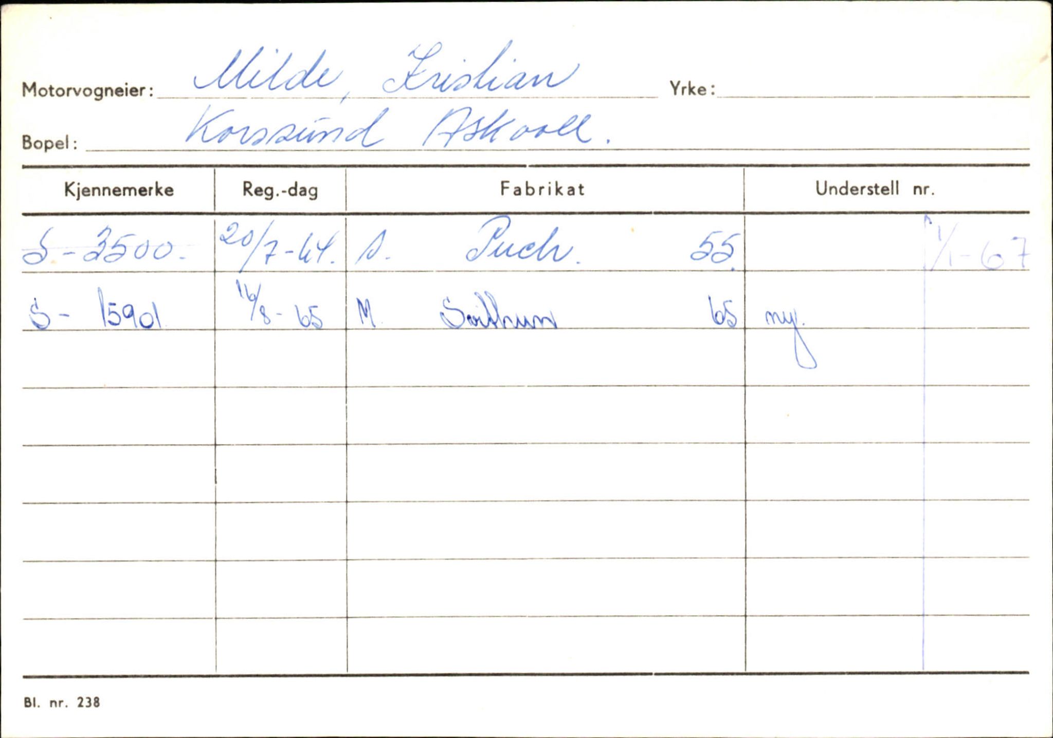 Statens vegvesen, Sogn og Fjordane vegkontor, SAB/A-5301/4/F/L0132: Eigarregister Askvoll A-Å. Balestrand A-Å, 1945-1975, s. 838