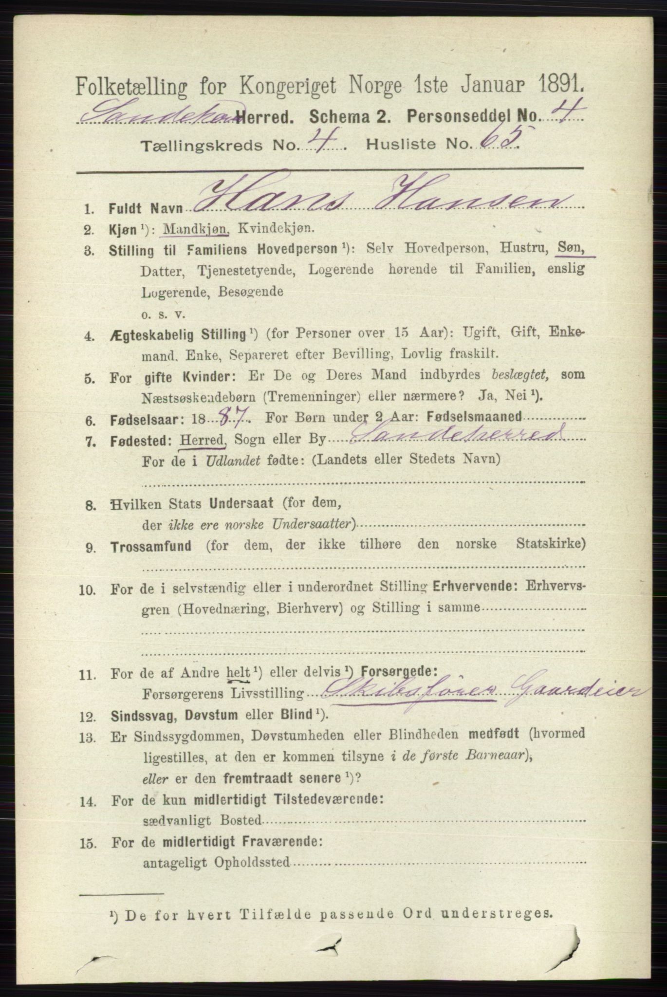 RA, Folketelling 1891 for 0724 Sandeherred herred, 1891, s. 2682