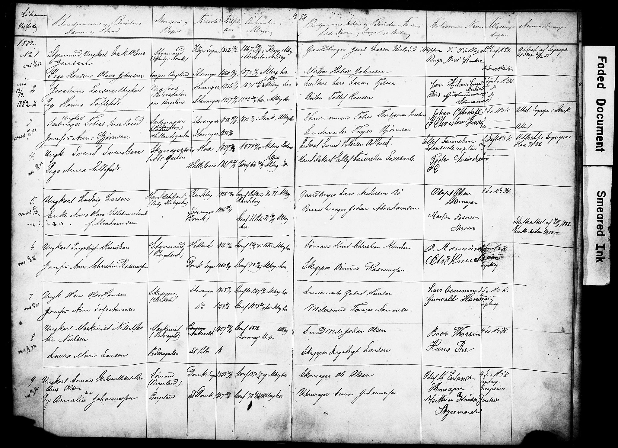 St. Petri sokneprestkontor, AV/SAST-A-101813/001/70/705BA/L0003: Lysningsprotokoll nr. 3, 1882-1895