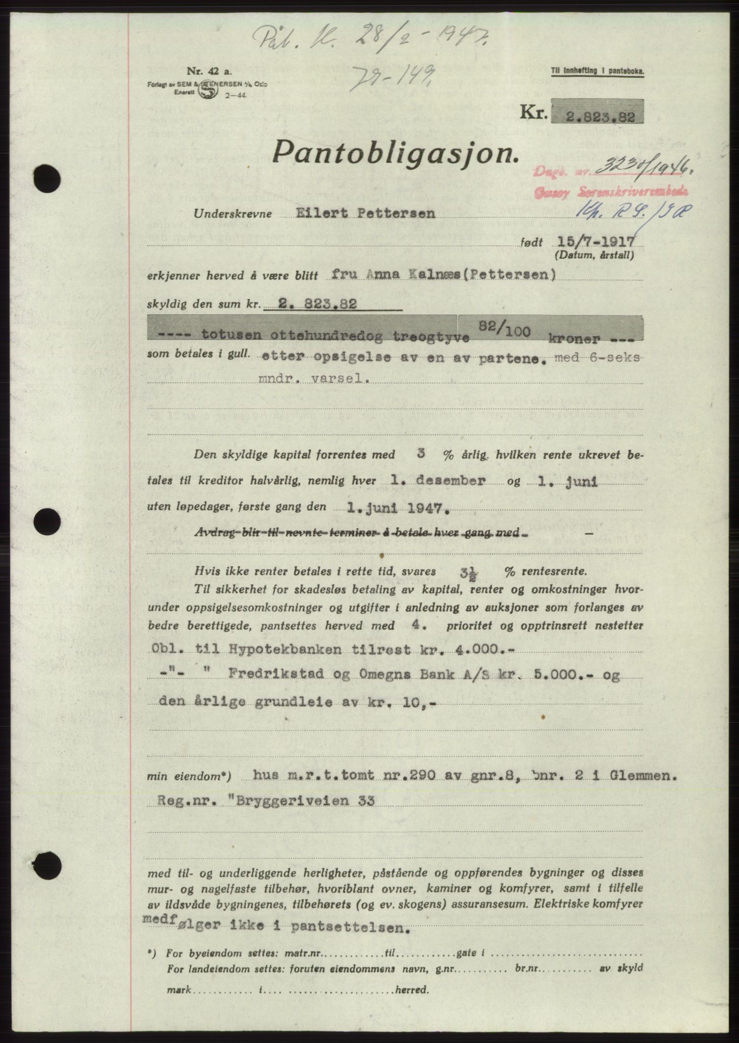 Onsøy sorenskriveri, SAO/A-10474/G/Ga/Gac/L0005: Pantebok nr. B 9-5, 1946-1947, Dagboknr: 3230/1946