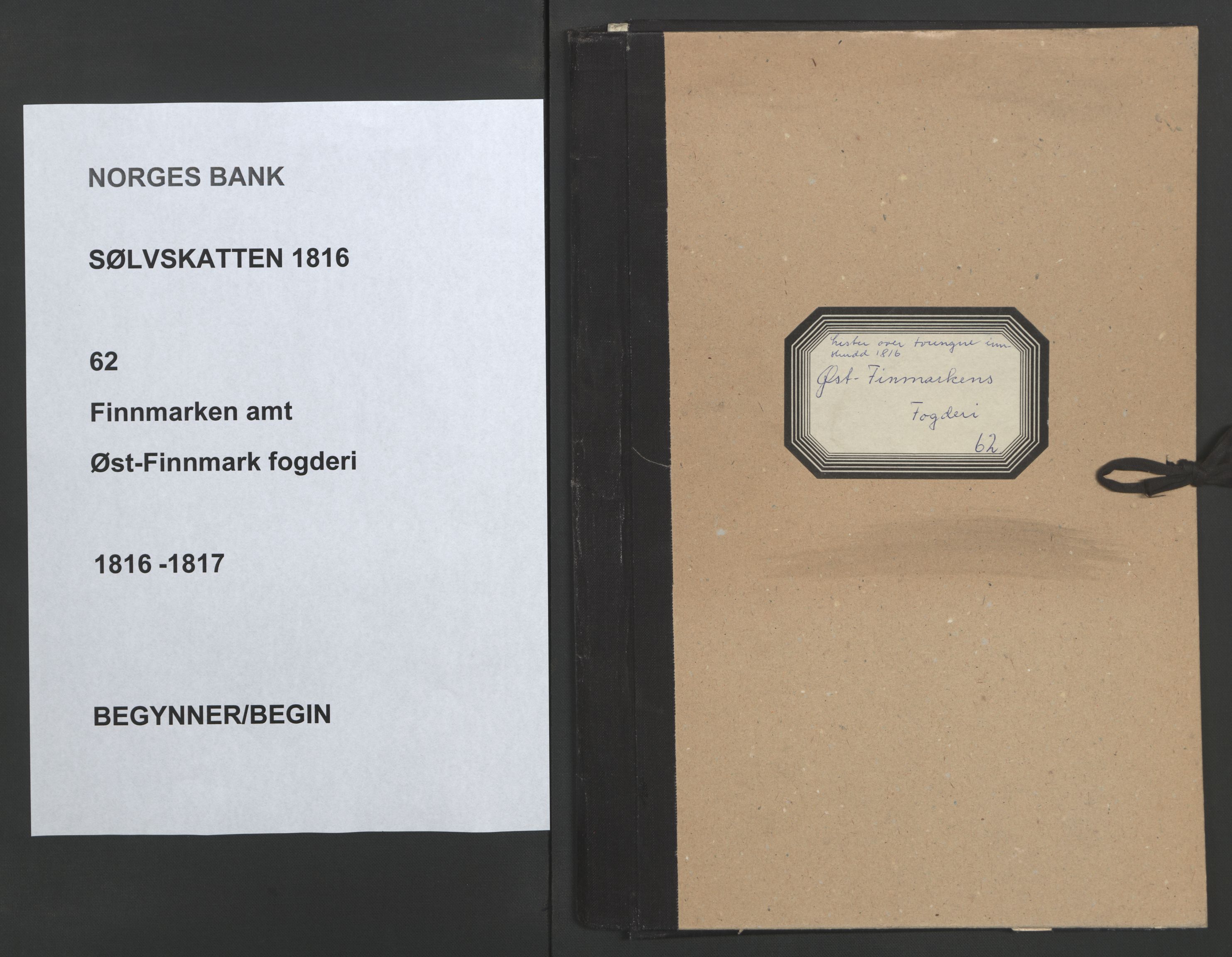 Sølvskatten 1816, NOBA/SOLVSKATTEN/A/L0061: Bind 62: Øst-Finnmark fogderi, 1816-1817, s. 1