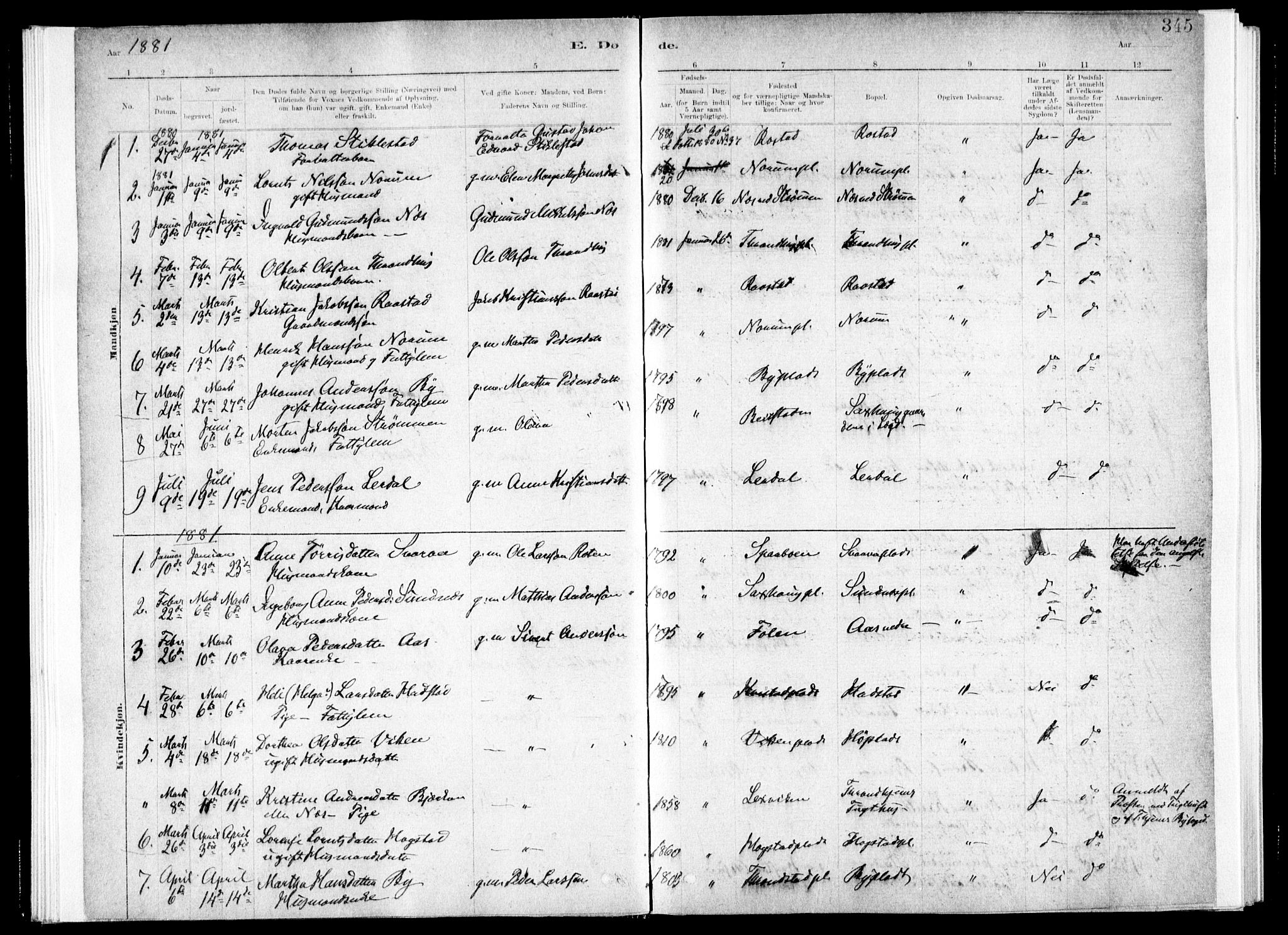 Ministerialprotokoller, klokkerbøker og fødselsregistre - Nord-Trøndelag, SAT/A-1458/730/L0285: Ministerialbok nr. 730A10, 1879-1914, s. 345
