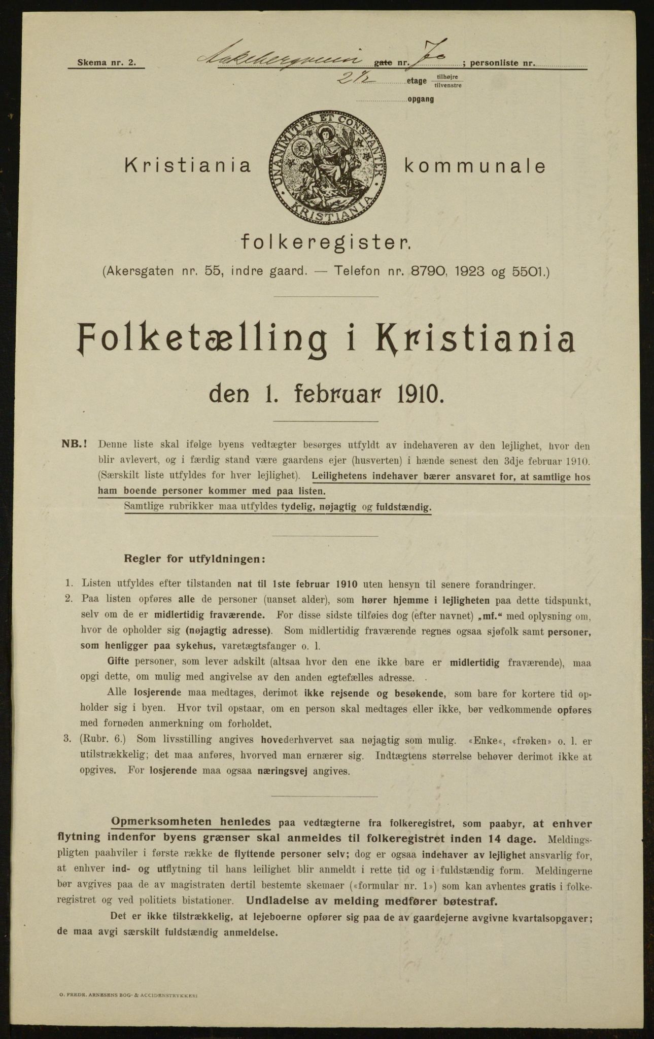 OBA, Kommunal folketelling 1.2.1910 for Kristiania, 1910, s. 124153