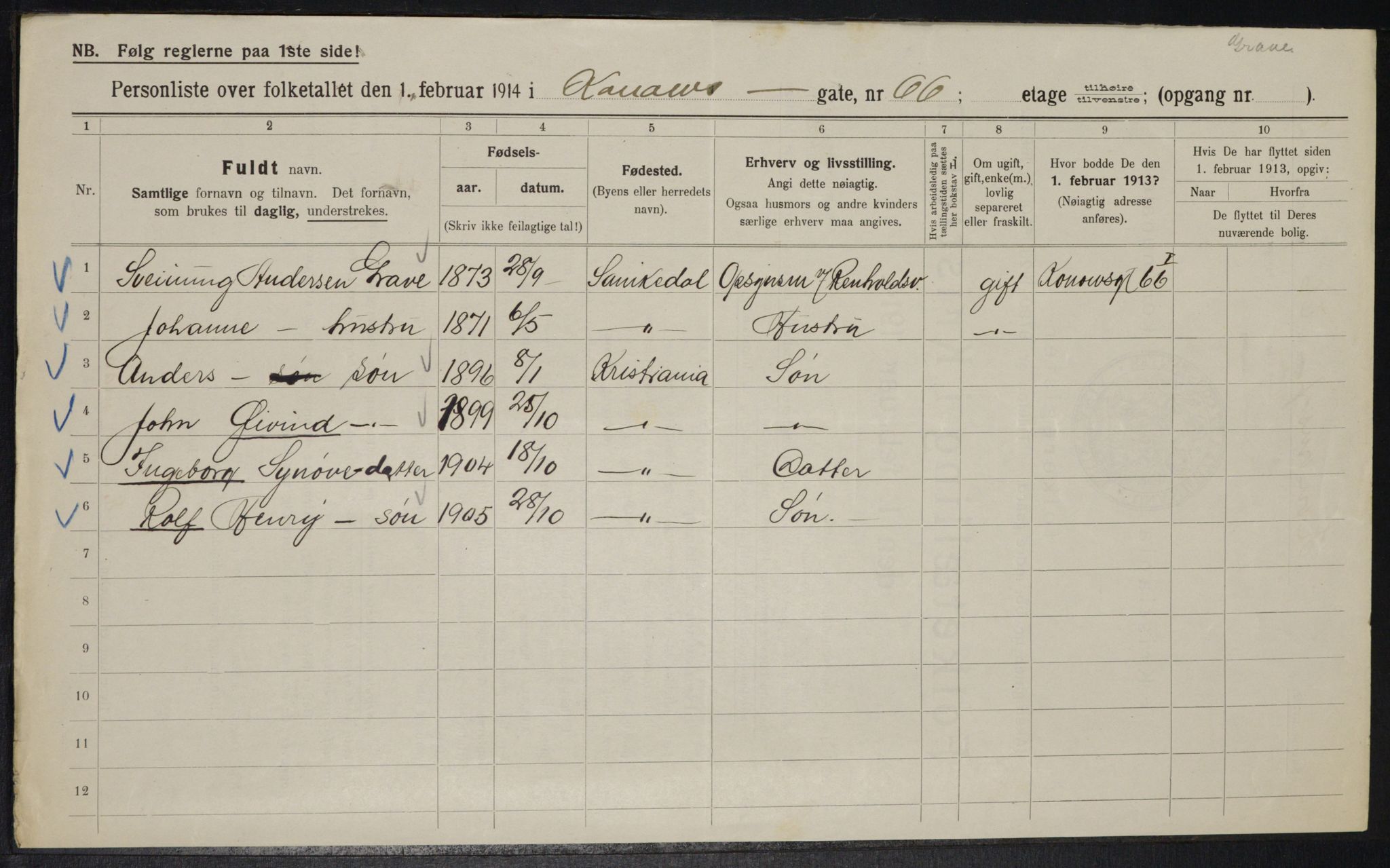 OBA, Kommunal folketelling 1.2.1914 for Kristiania, 1914, s. 53349