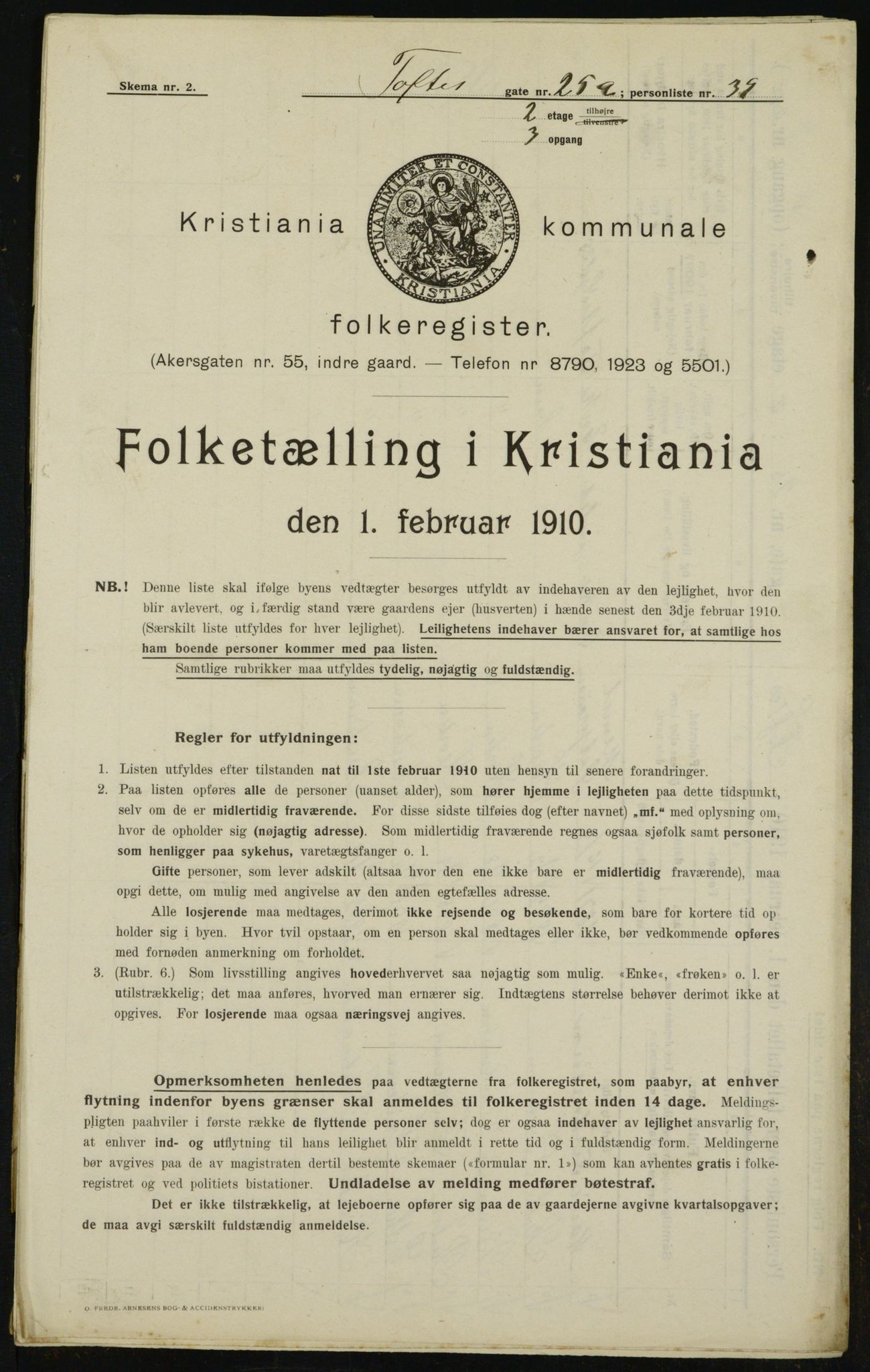 OBA, Kommunal folketelling 1.2.1910 for Kristiania, 1910, s. 106104