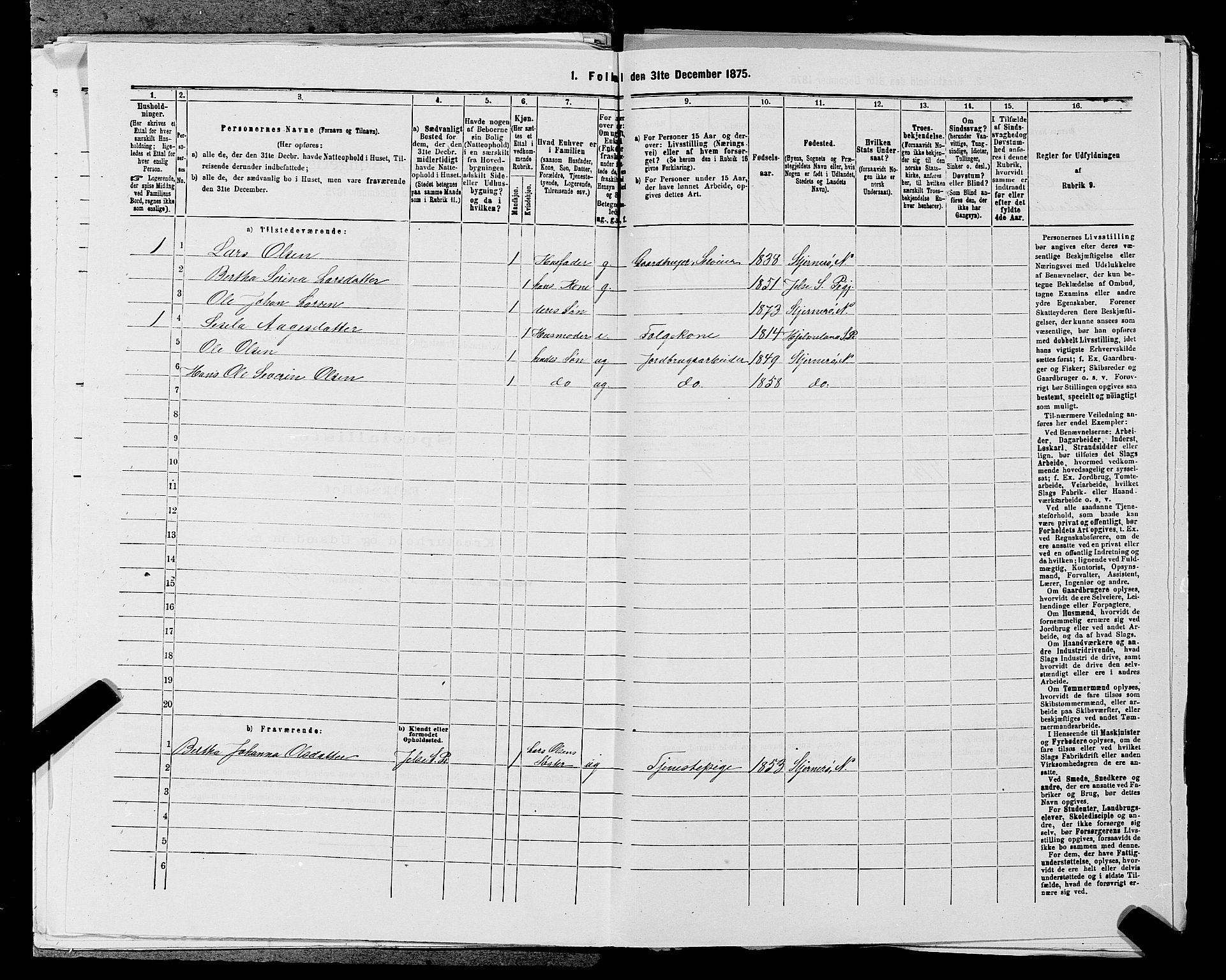 SAST, Folketelling 1875 for 1139P Nedstrand prestegjeld, 1875, s. 901