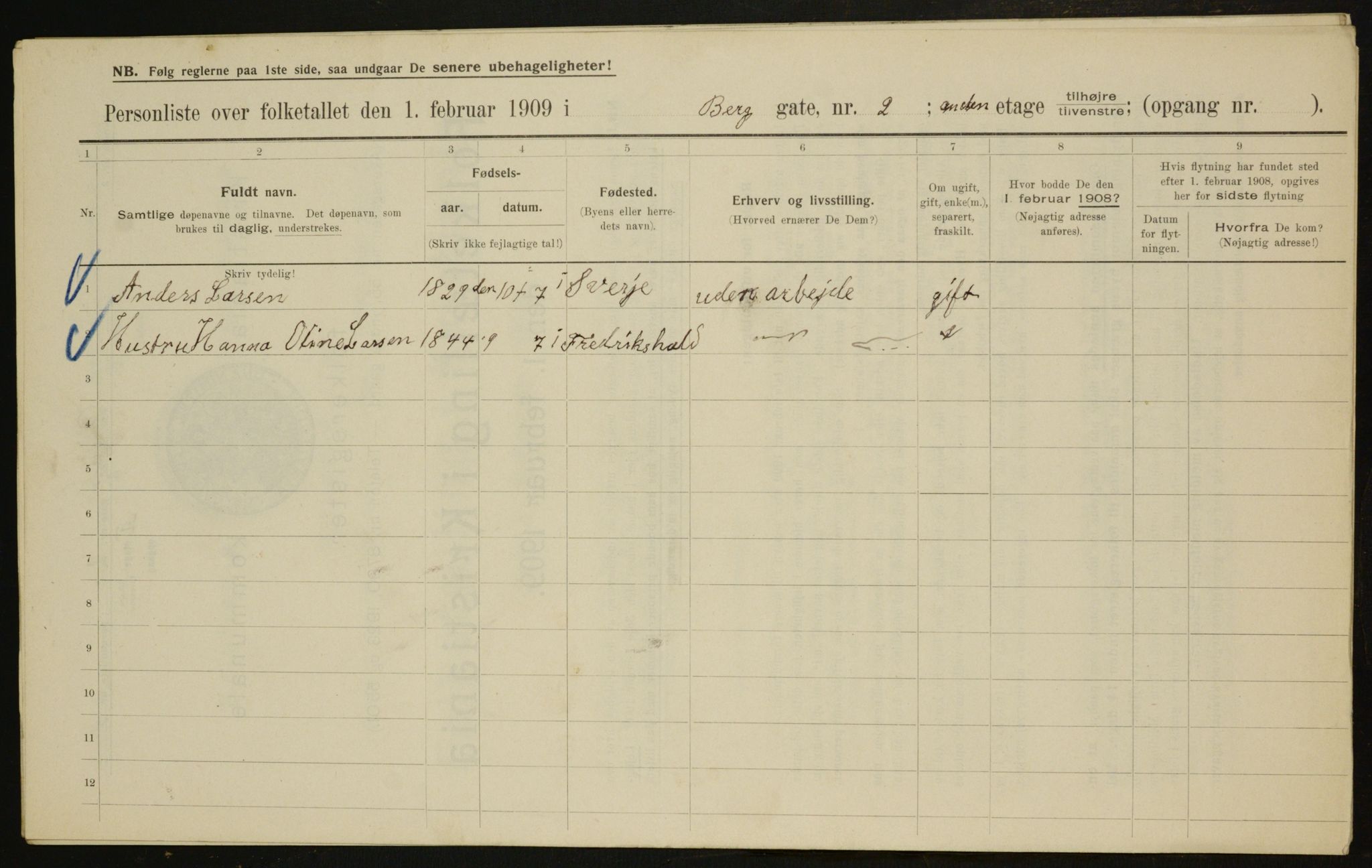 OBA, Kommunal folketelling 1.2.1909 for Kristiania kjøpstad, 1909, s. 4918