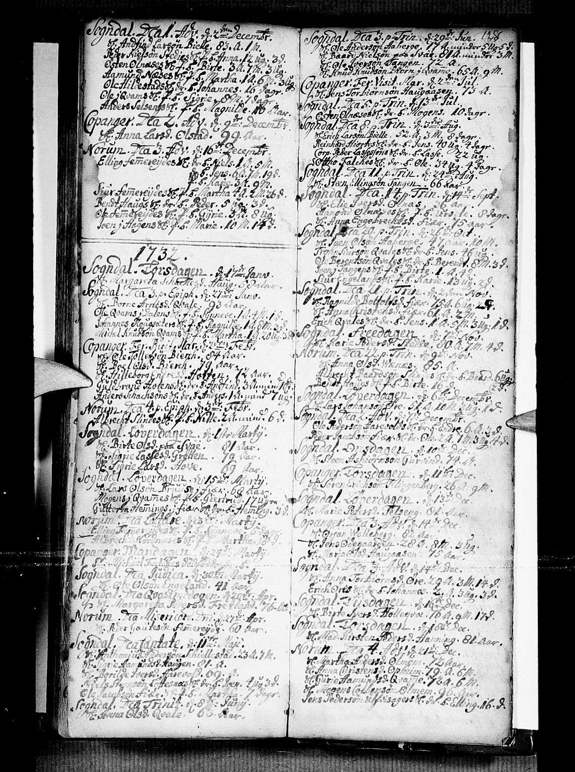 Sogndal sokneprestembete, AV/SAB-A-81301/H/Haa/Haaa/L0002: Ministerialbok nr. A 2, 1725-1741, s. 128