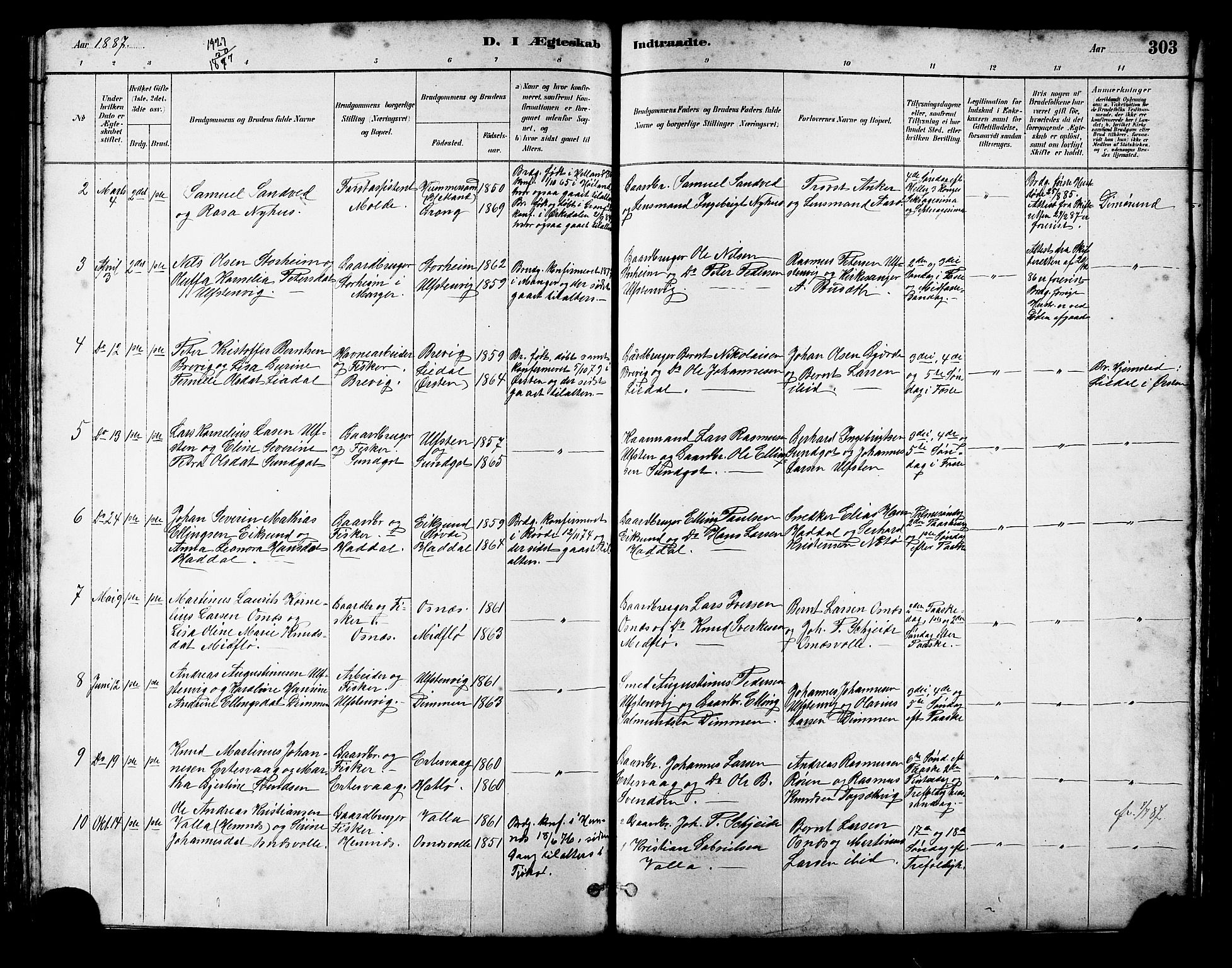 Ministerialprotokoller, klokkerbøker og fødselsregistre - Møre og Romsdal, SAT/A-1454/509/L0112: Klokkerbok nr. 509C02, 1883-1922, s. 303