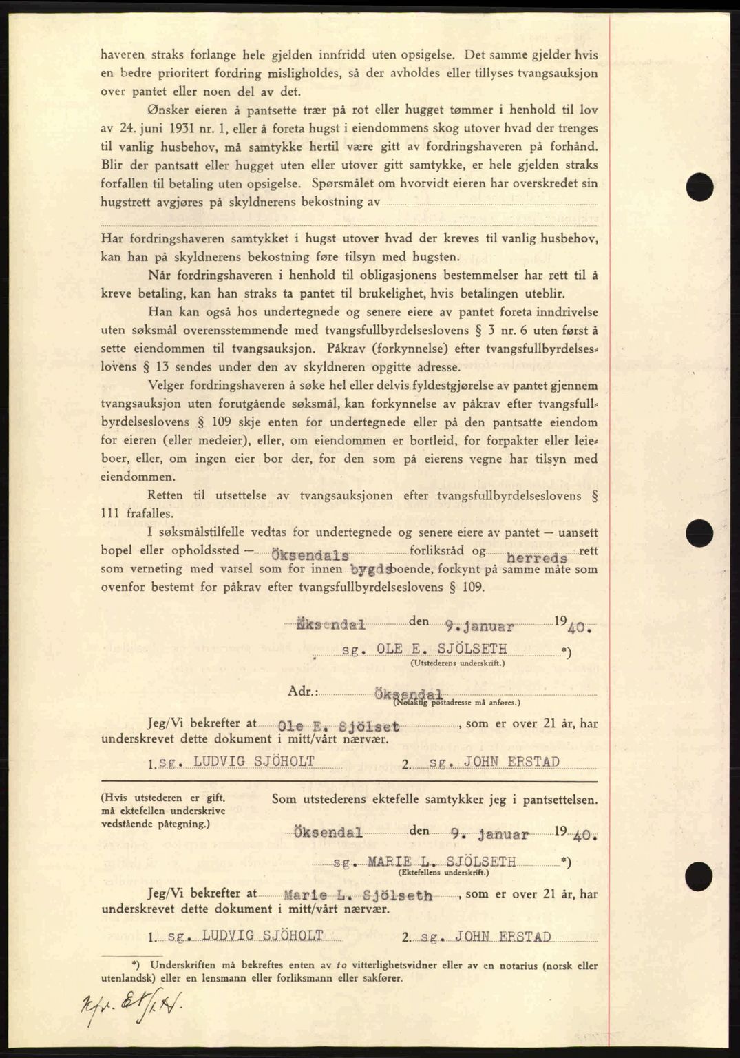 Nordmøre sorenskriveri, AV/SAT-A-4132/1/2/2Ca: Pantebok nr. B86, 1939-1940, Dagboknr: 95/1940