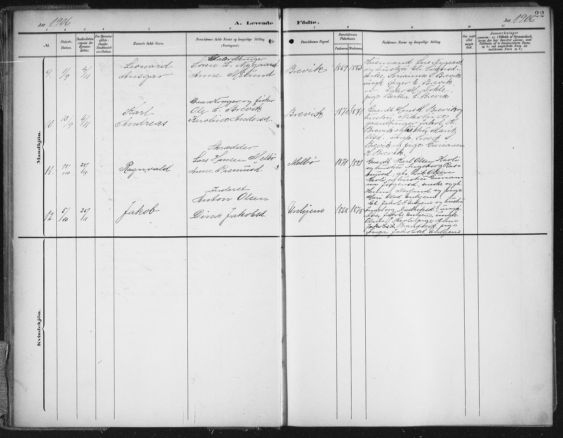 Ministerialprotokoller, klokkerbøker og fødselsregistre - Møre og Romsdal, AV/SAT-A-1454/545/L0589: Klokkerbok nr. 545C03, 1902-1937, s. 22