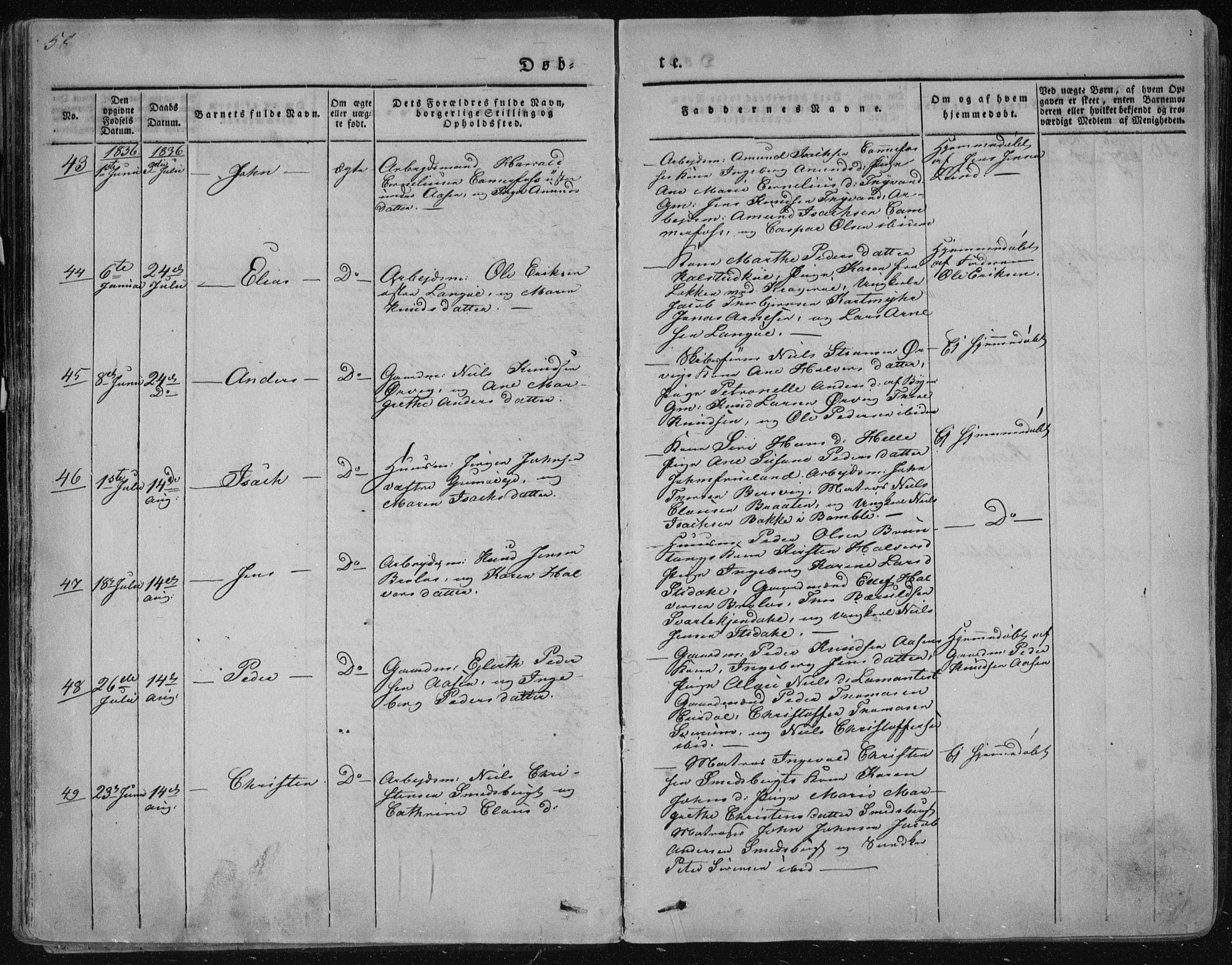 Sannidal kirkebøker, AV/SAKO-A-296/F/Fa/L0006: Ministerialbok nr. 6, 1831-1847, s. 58