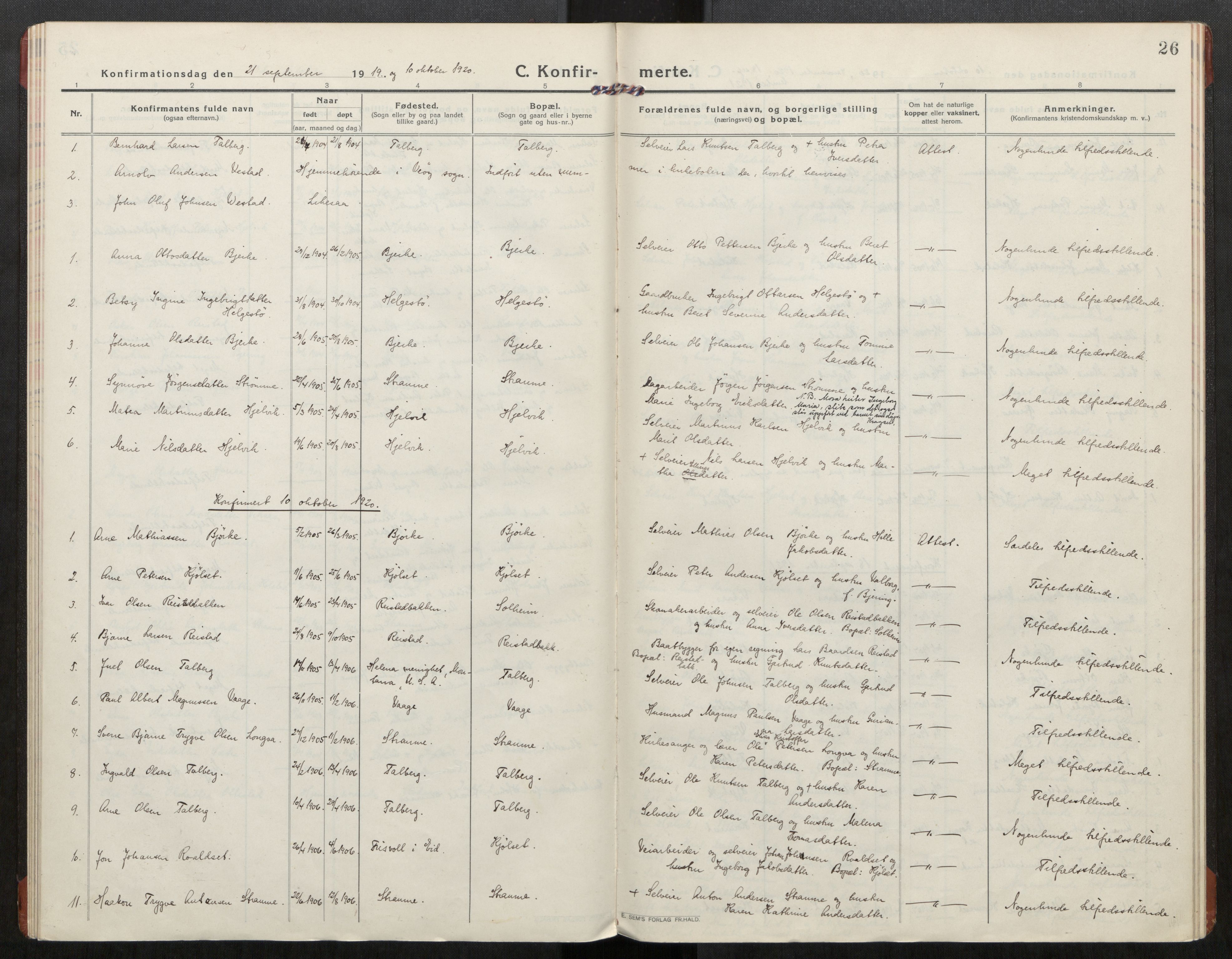Ministerialprotokoller, klokkerbøker og fødselsregistre - Møre og Romsdal, AV/SAT-A-1454/550/L0622: Ministerialbok nr. 550A02, 1916-1931, s. 26
