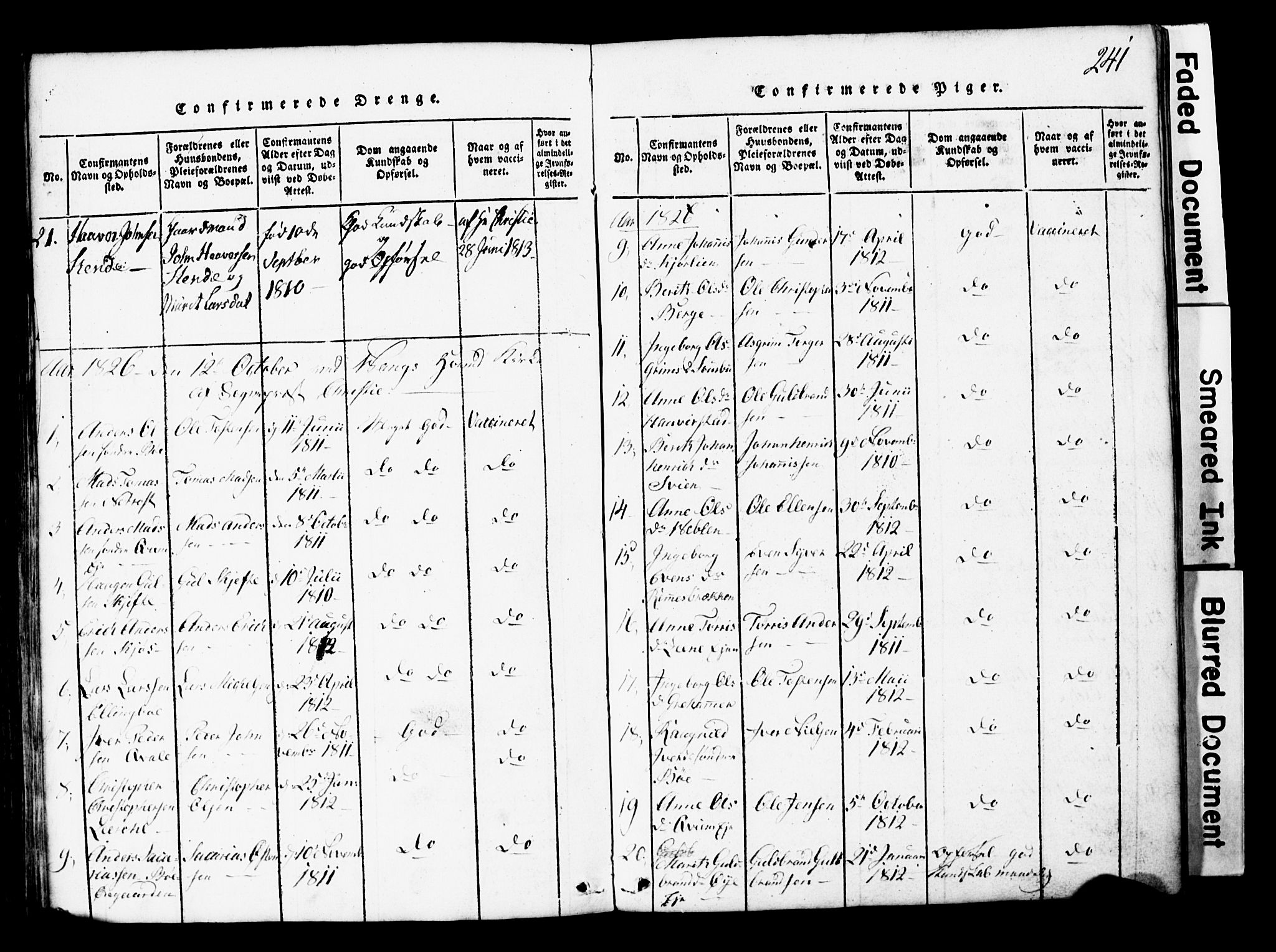 Vang prestekontor, Valdres, AV/SAH-PREST-140/H/Hb/L0001: Klokkerbok nr. 1, 1814-1820, s. 241