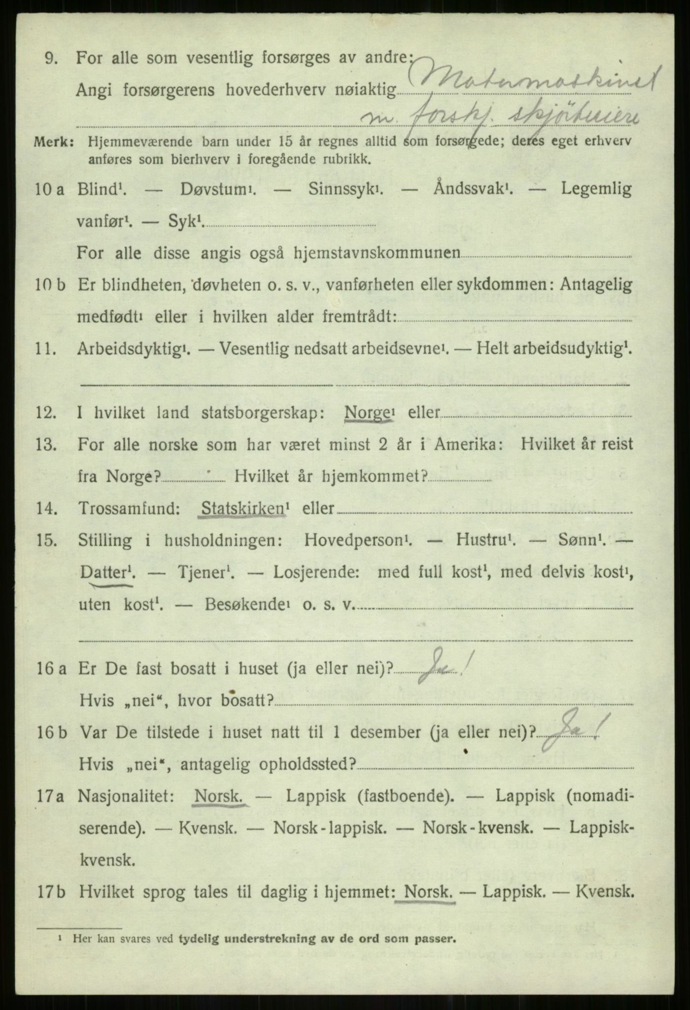 SATØ, Folketelling 1920 for 1926 Dyrøy herred, 1920, s. 3624