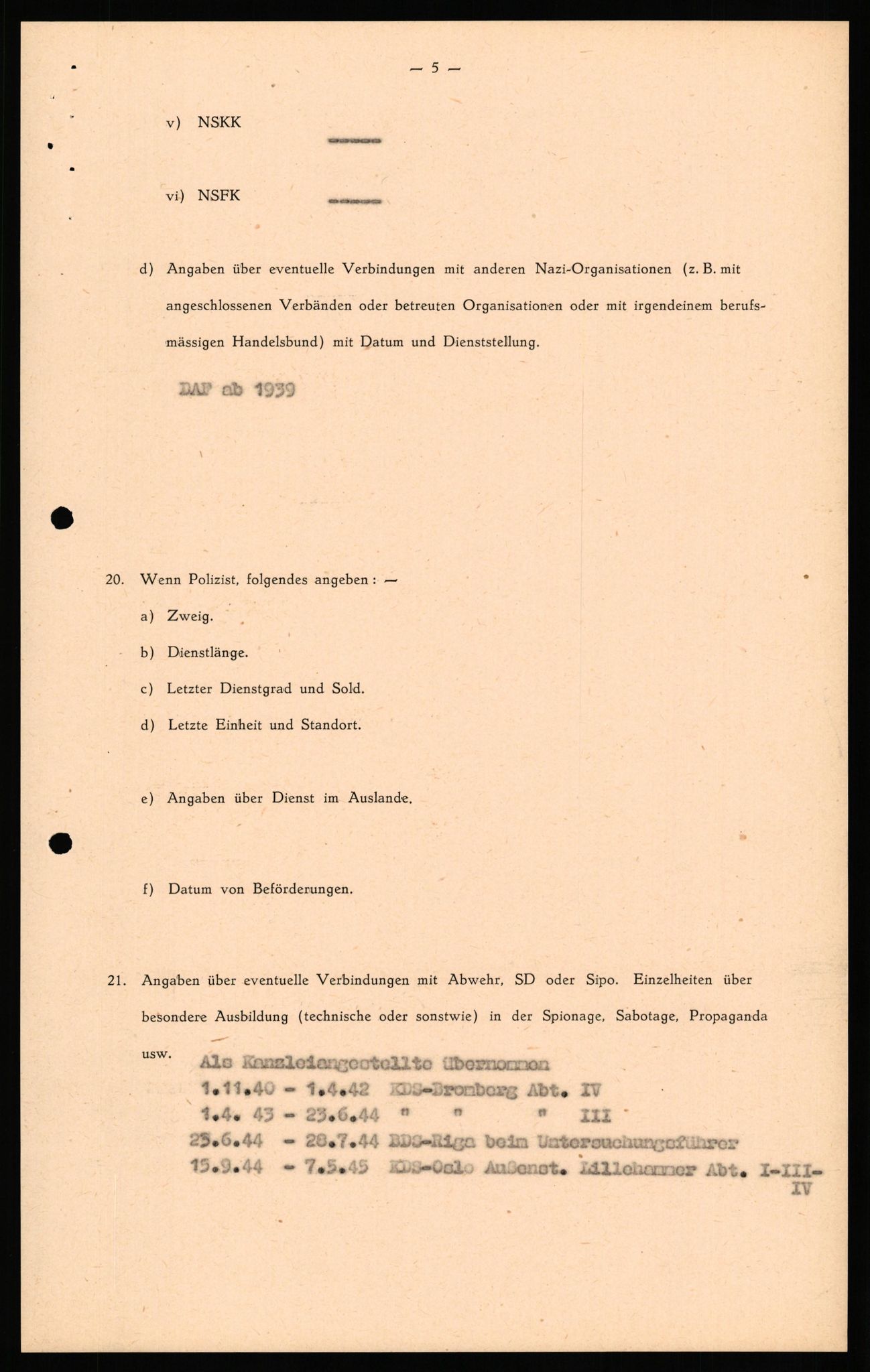 Forsvaret, Forsvarets overkommando II, AV/RA-RAFA-3915/D/Db/L0034: CI Questionaires. Tyske okkupasjonsstyrker i Norge. Tyskere., 1945-1946, s. 179