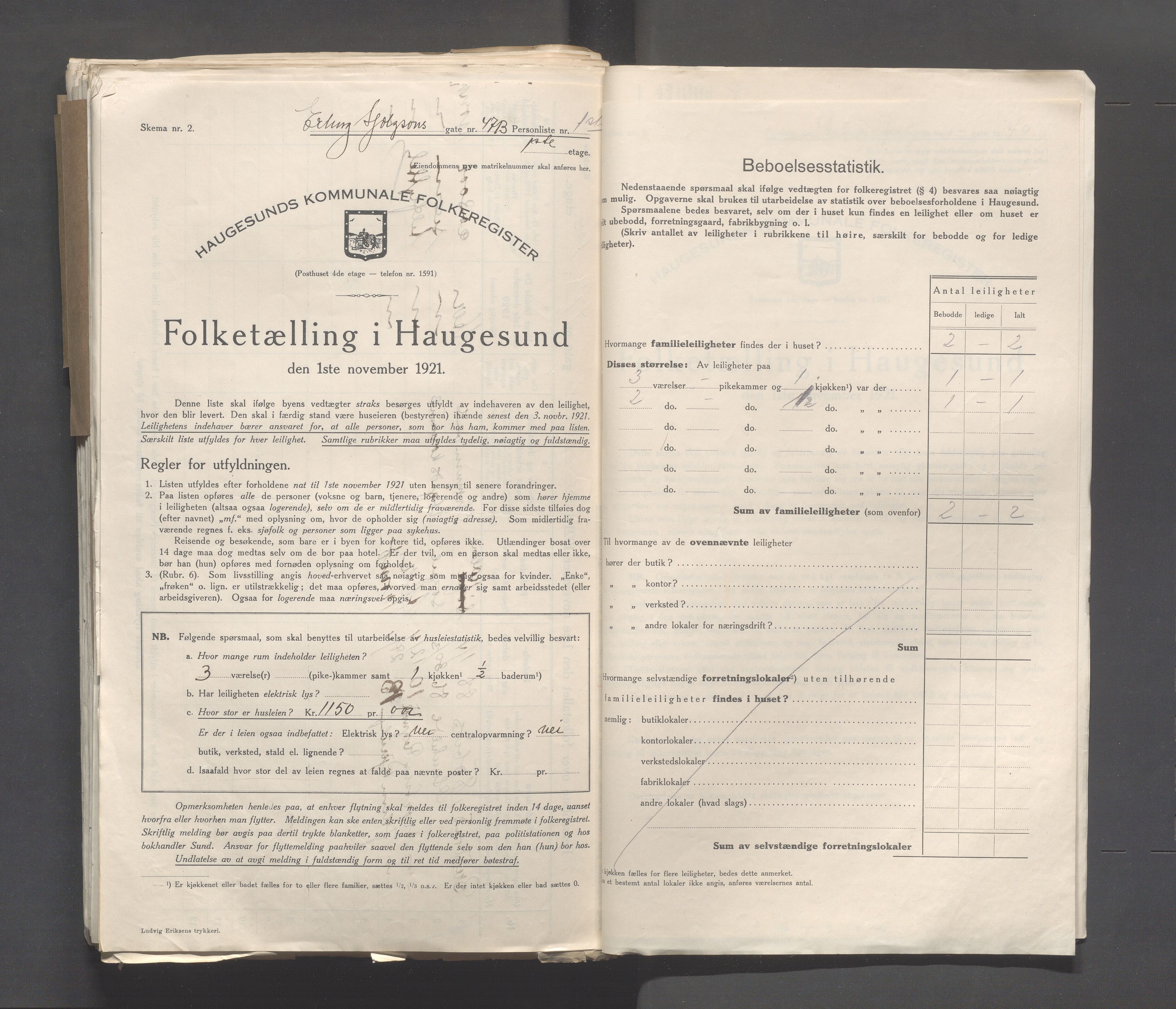 IKAR, Kommunal folketelling 1.11.1921 for Haugesund, 1921, s. 785