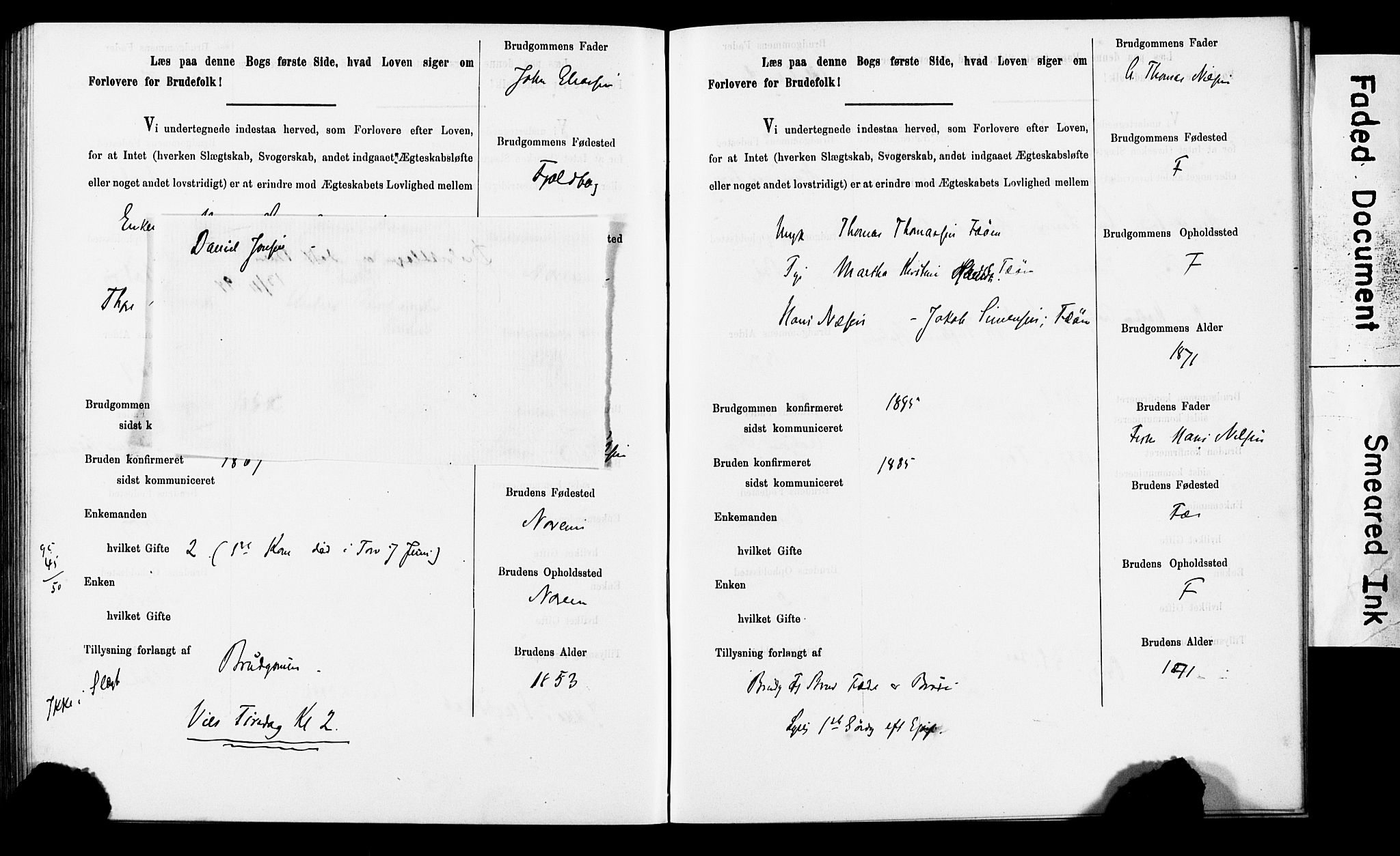 Torvastad sokneprestkontor, AV/SAST-A -101857/I/Ie/L0002: Lysningsprotokoll nr. X 2, 1883-1899