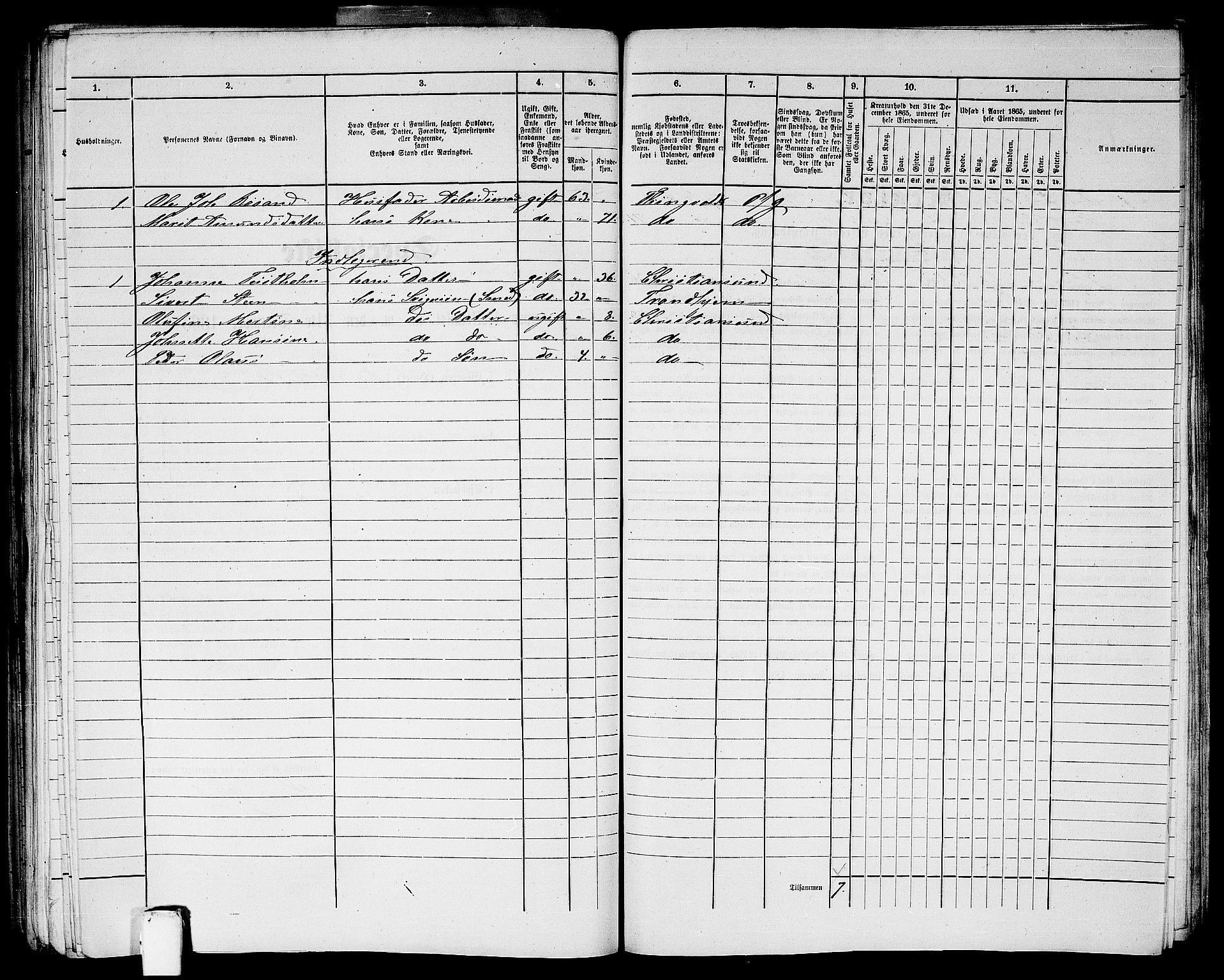 RA, Folketelling 1865 for 1503B Kristiansund prestegjeld, Kristiansund kjøpstad, 1865, s. 455