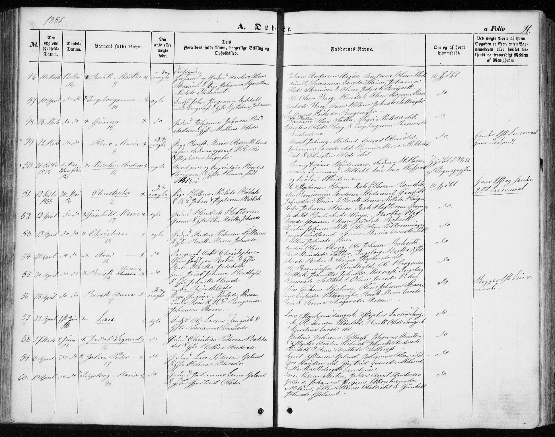 Ministerialprotokoller, klokkerbøker og fødselsregistre - Sør-Trøndelag, SAT/A-1456/646/L0611: Ministerialbok nr. 646A09, 1848-1857, s. 91