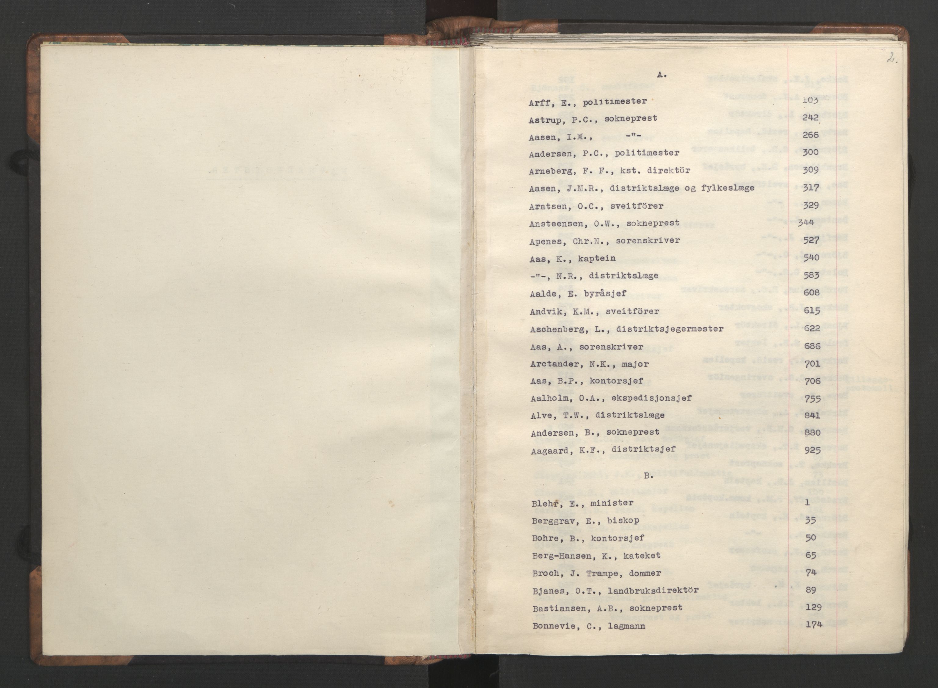 NS-administrasjonen 1940-1945 (Statsrådsekretariatet, de kommisariske statsråder mm), AV/RA-S-4279/D/Da/L0002: Register (RA j.nr. 985/1943, tilgangsnr. 17/1943), 1942, s. 5
