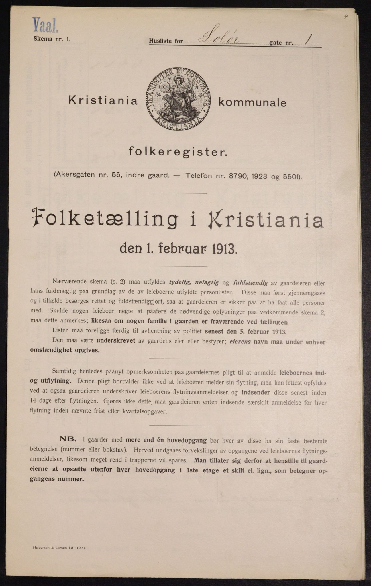 OBA, Kommunal folketelling 1.2.1913 for Kristiania, 1913, s. 99726