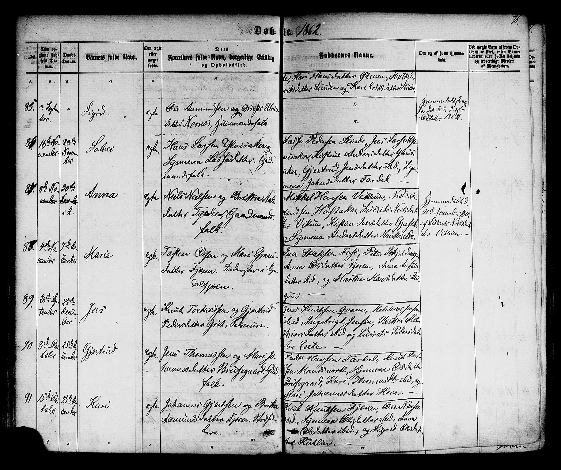 Sogndal sokneprestembete, AV/SAB-A-81301/H/Haa/Haaa/L0013: Ministerialbok nr. A 13, 1859-1877, s. 76