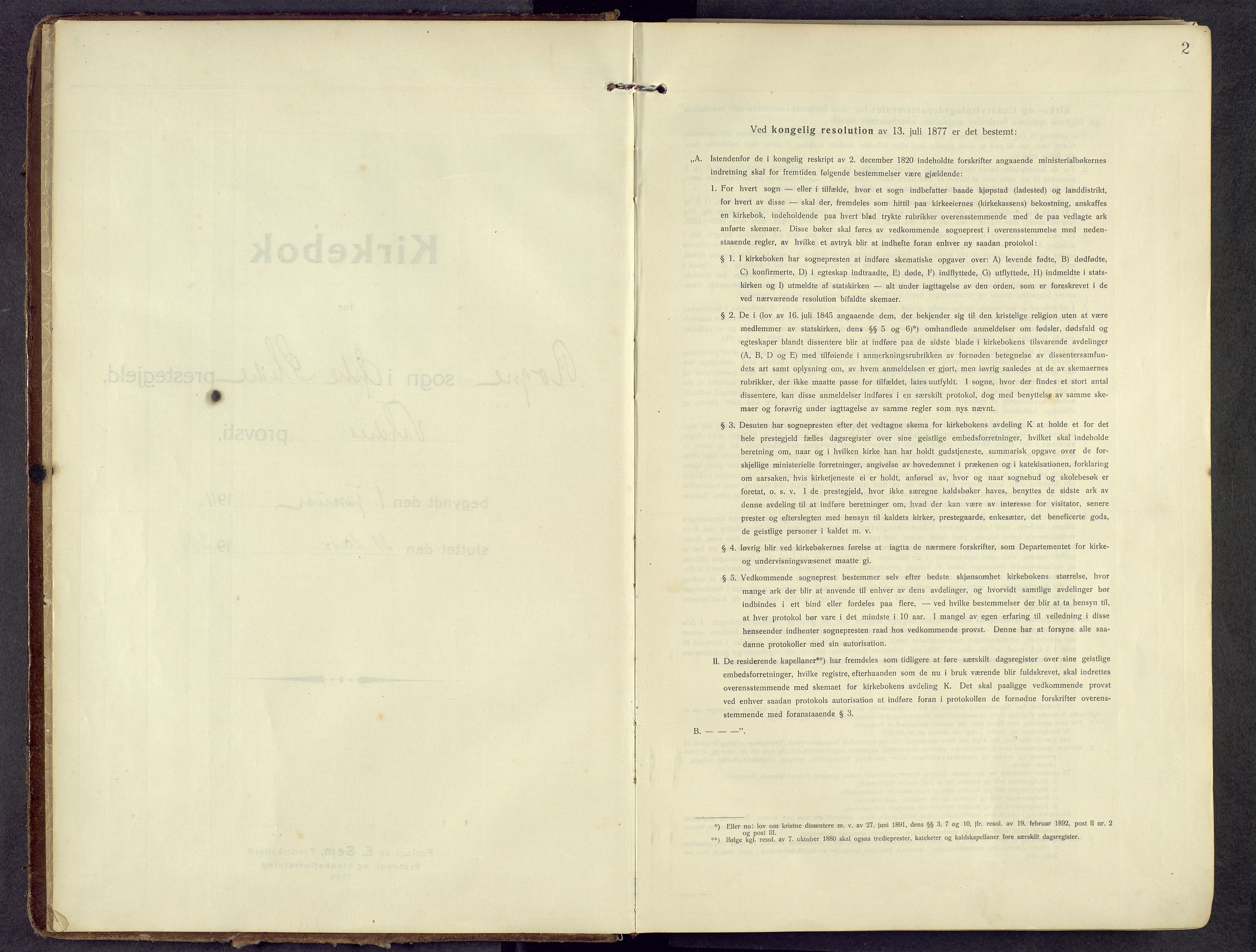 Øystre Slidre prestekontor, SAH/PREST-138/H/Ha/Haa/L0006: Ministerialbok nr. 6, 1911-1931, s. 2