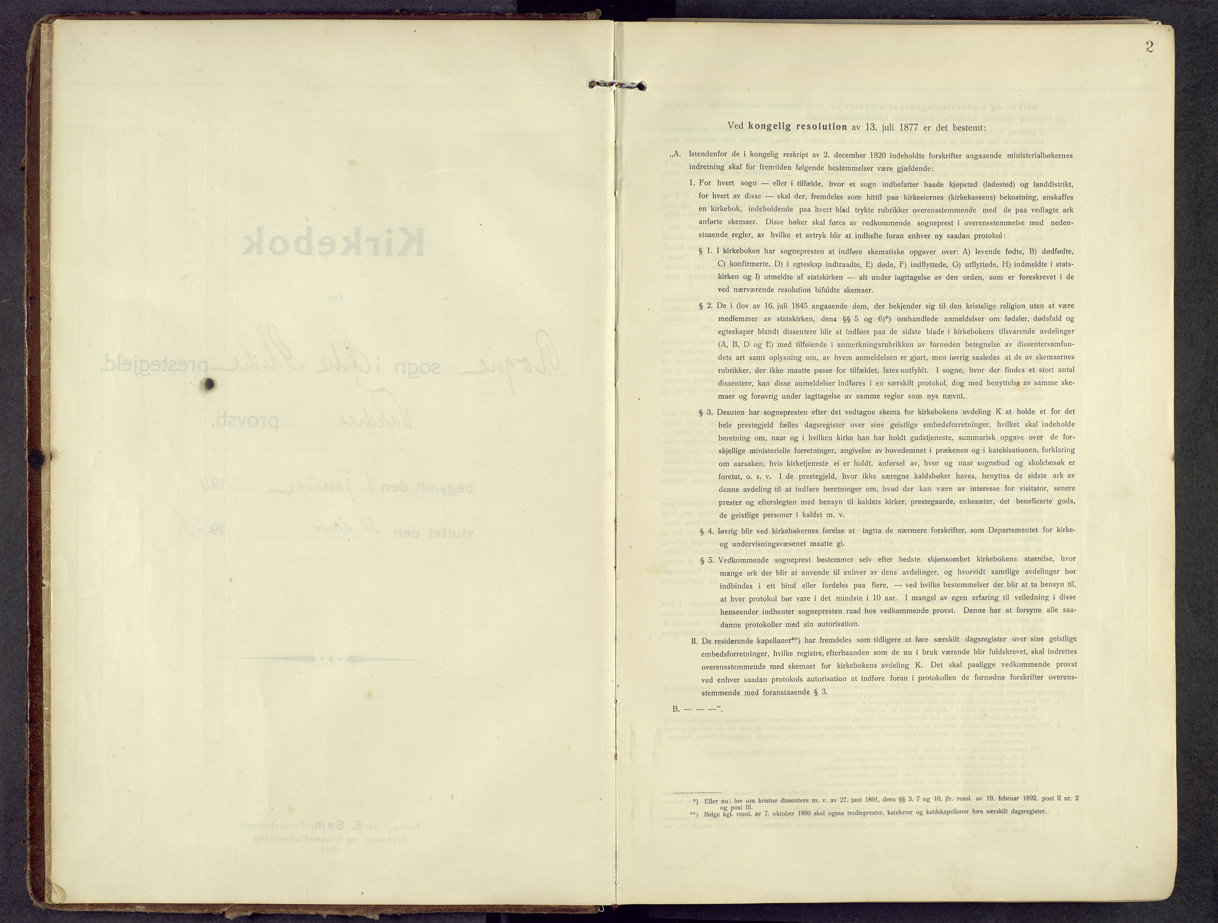 Øystre Slidre prestekontor, AV/SAH-PREST-138/H/Ha/Haa/L0006: Ministerialbok nr. 6, 1911-1931, s. 2