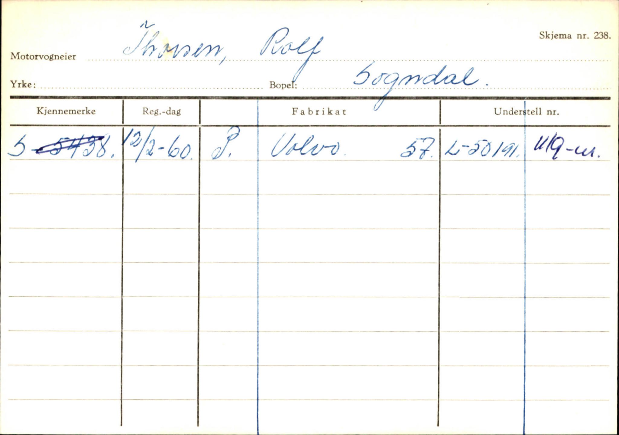 Statens vegvesen, Sogn og Fjordane vegkontor, SAB/A-5301/4/F/L0124: Eigarregister Sogndal A-U, 1945-1975, s. 2614