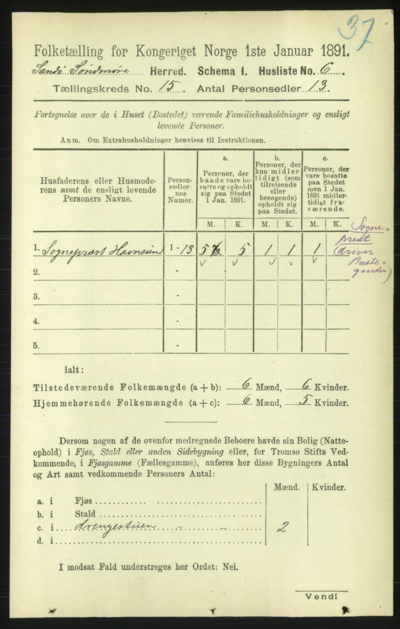 RA, Folketelling 1891 for 1514 Sande herred, 1891, s. 2996