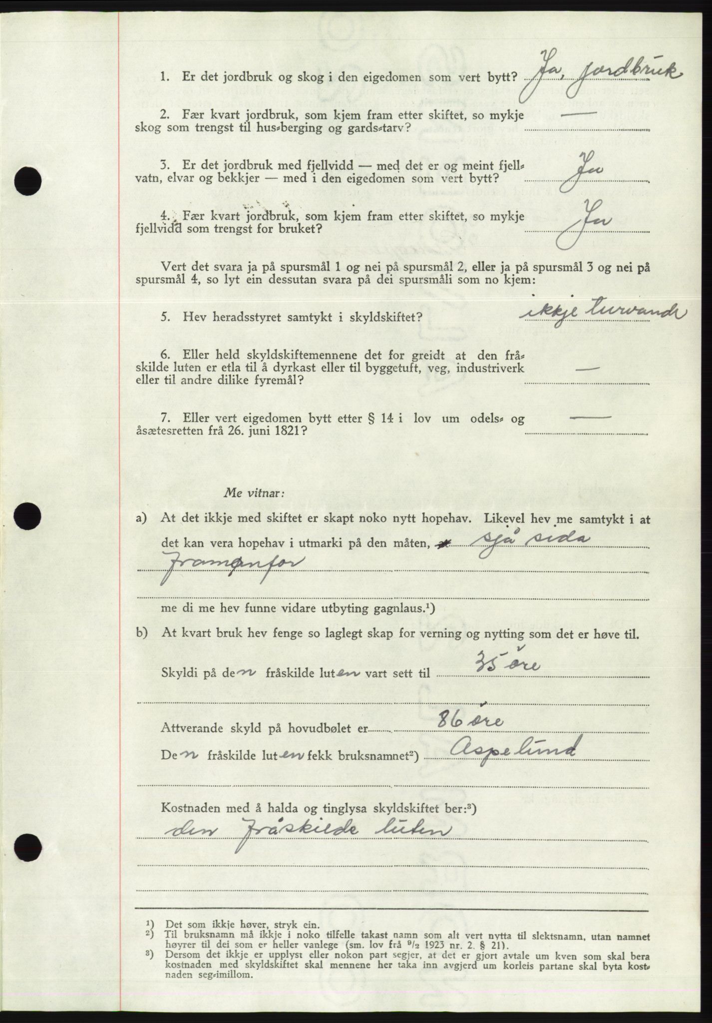 Søre Sunnmøre sorenskriveri, AV/SAT-A-4122/1/2/2C/L0075: Pantebok nr. 1A, 1943-1943, Dagboknr: 385/1943