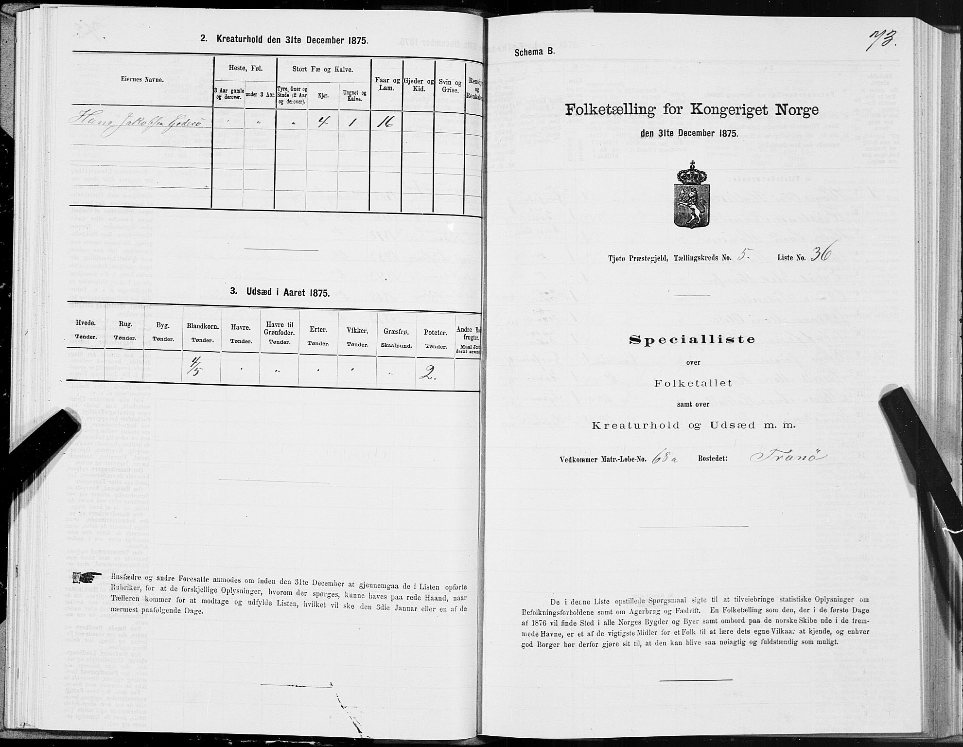 SAT, Folketelling 1875 for 1817P Tjøtta prestegjeld, 1875, s. 3073