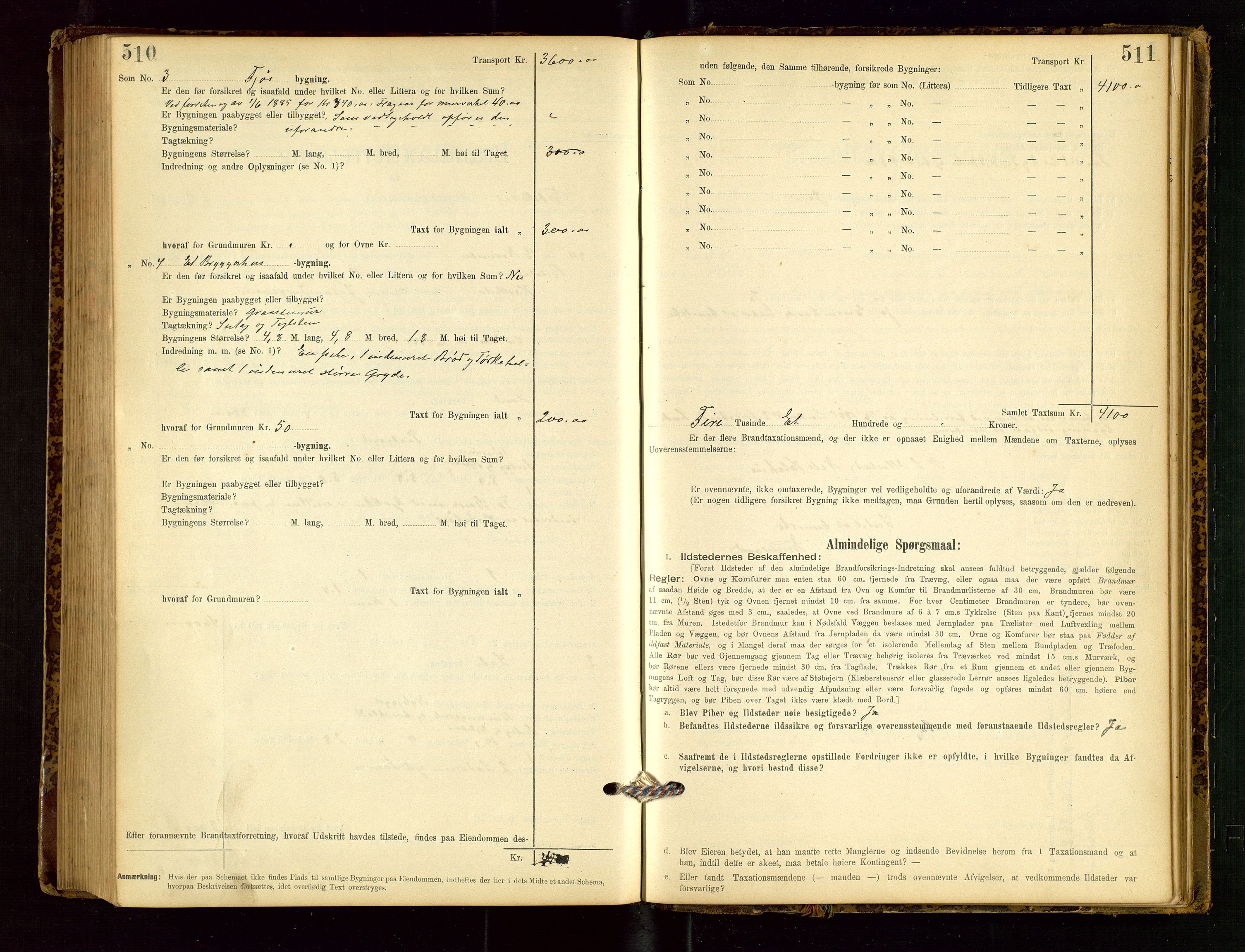 Heskestad lensmannskontor, SAST/A-100304/Gob/L0001: "Brandtaxationsprotokol", 1894-1915, s. 510-511