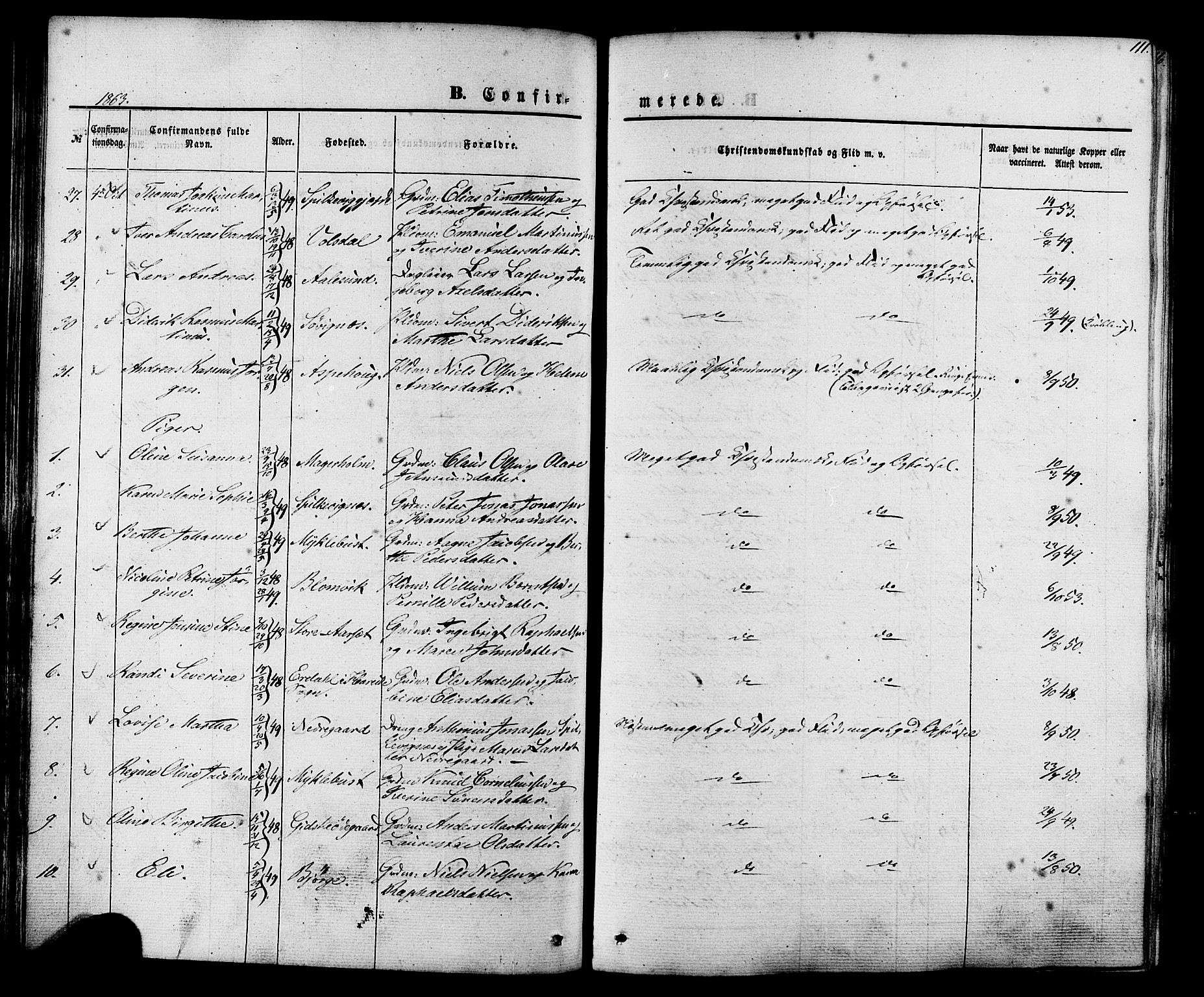 Ministerialprotokoller, klokkerbøker og fødselsregistre - Møre og Romsdal, AV/SAT-A-1454/528/L0398: Ministerialbok nr. 528A09, 1858-1864, s. 111