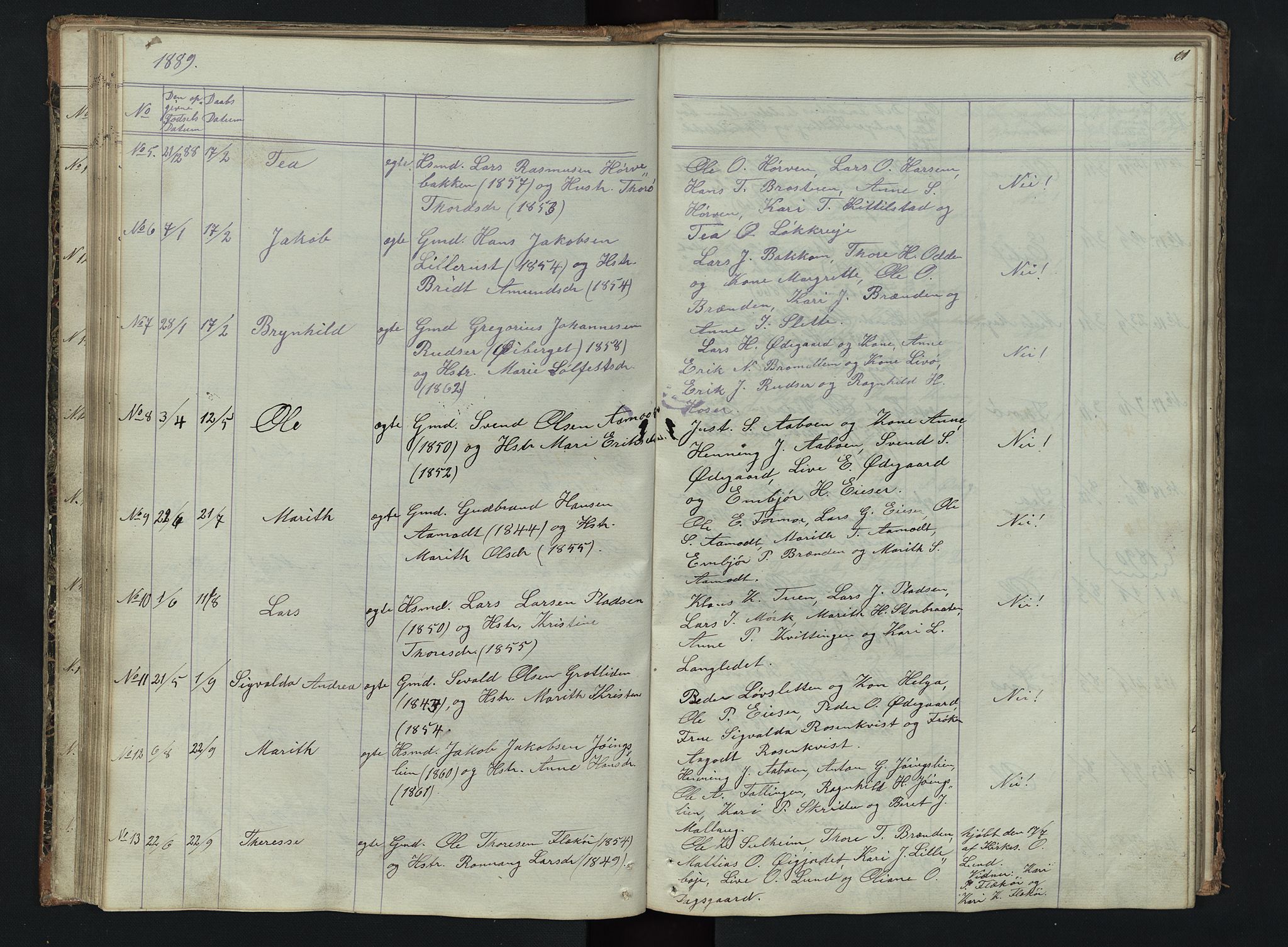 Skjåk prestekontor, AV/SAH-PREST-072/H/Ha/Hab/L0002: Klokkerbok nr. 2, 1867-1894, s. 61