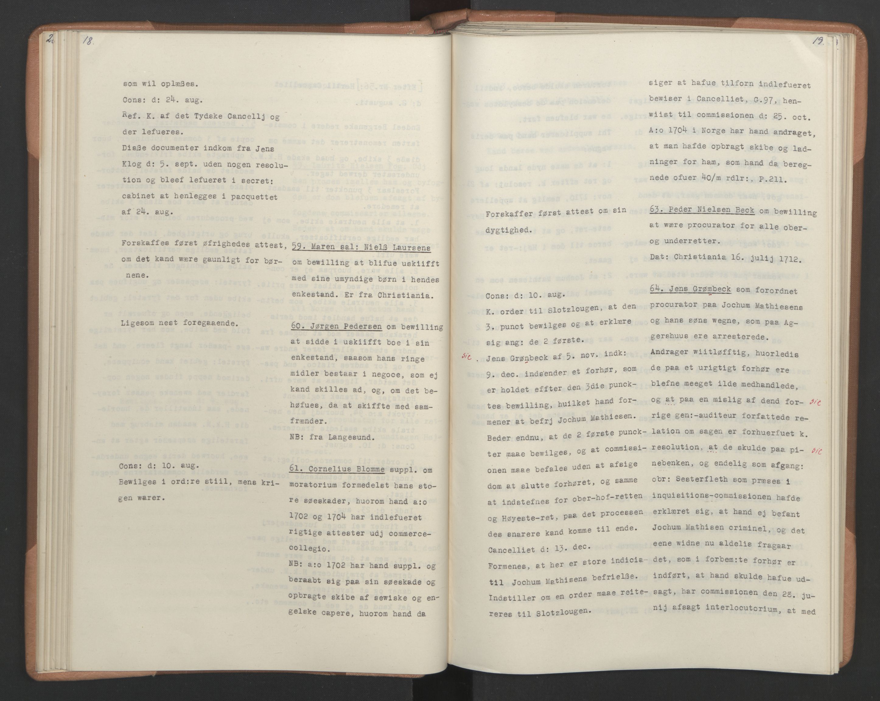 Avskriftsamlingen, RA/EA-4022/F/Fa/L0079: Supplikker, 1712-1713, s. 64