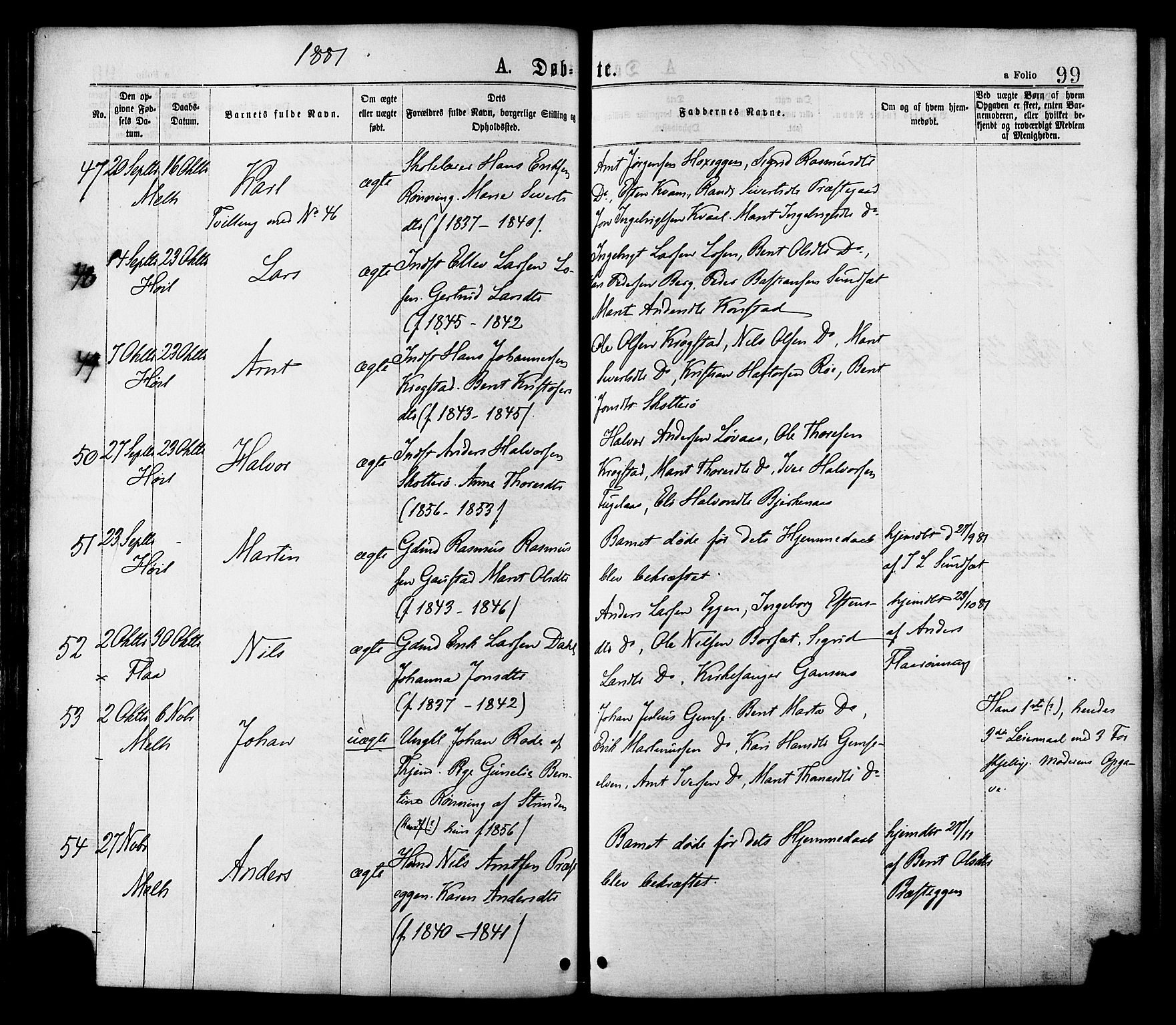 Ministerialprotokoller, klokkerbøker og fødselsregistre - Sør-Trøndelag, SAT/A-1456/691/L1079: Ministerialbok nr. 691A11, 1873-1886, s. 99