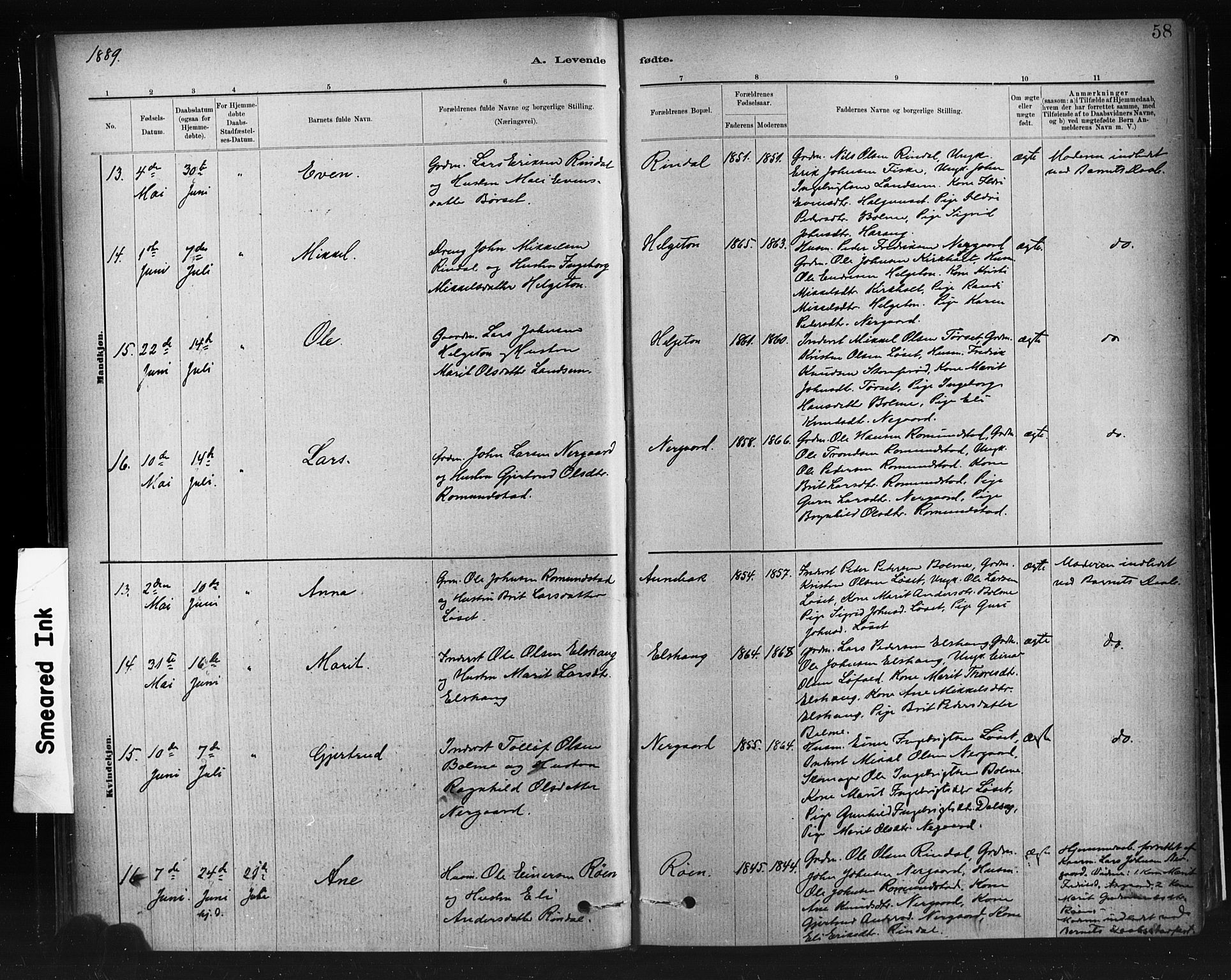 Ministerialprotokoller, klokkerbøker og fødselsregistre - Møre og Romsdal, AV/SAT-A-1454/598/L1069: Ministerialbok nr. 598A03, 1882-1895, s. 58
