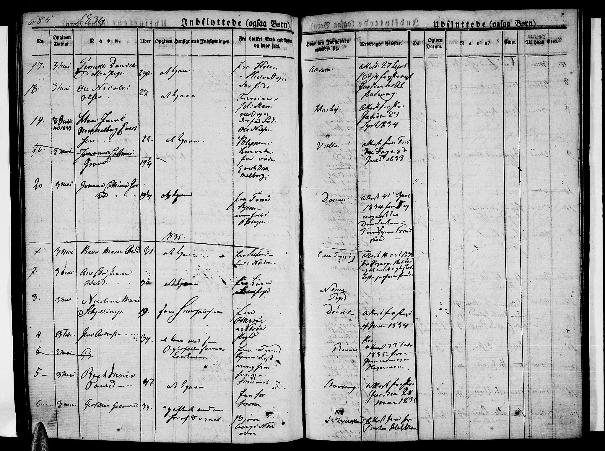 Ministerialprotokoller, klokkerbøker og fødselsregistre - Nordland, SAT/A-1459/838/L0548: Ministerialbok nr. 838A06, 1829-1839, s. 685-686