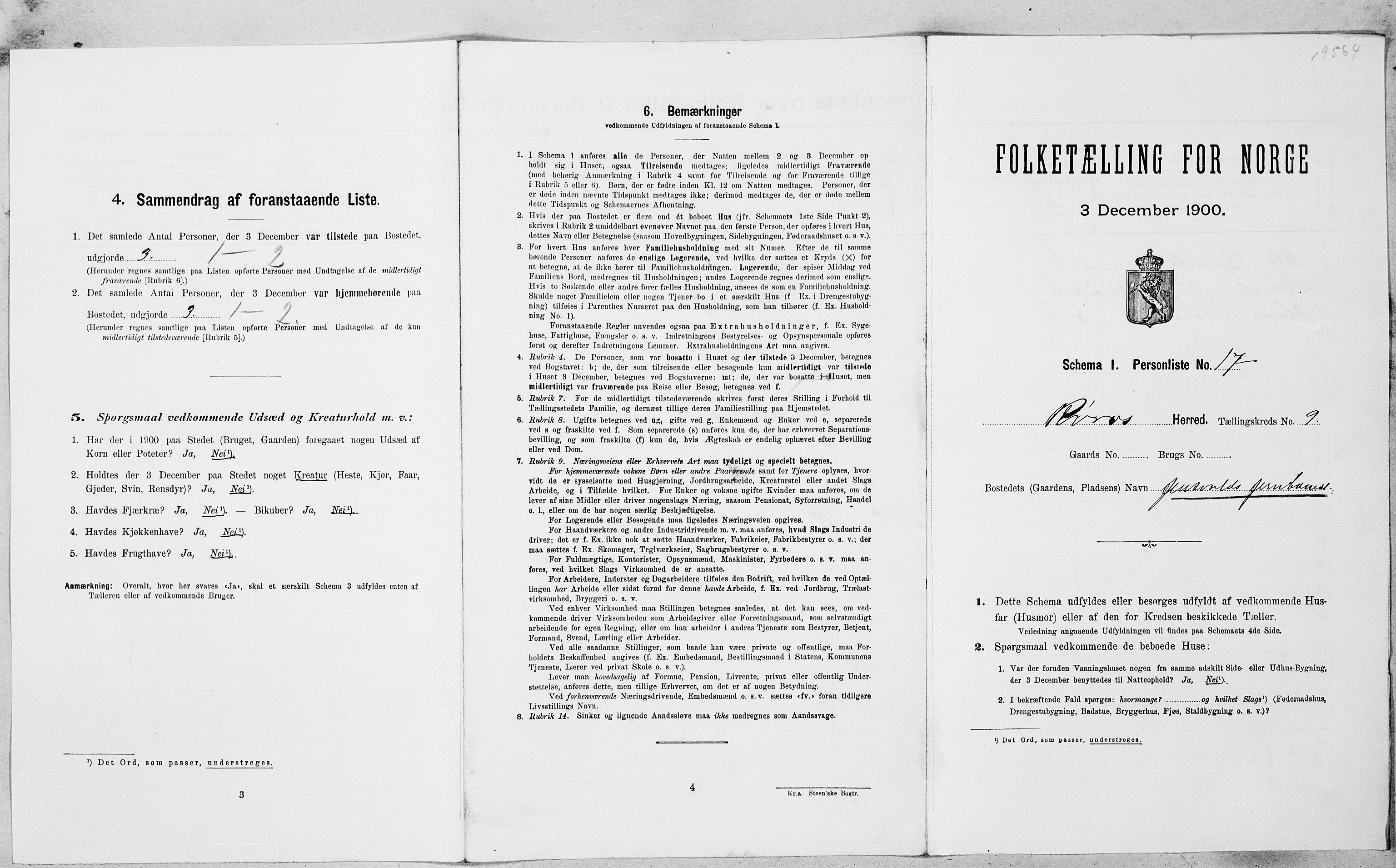 SAT, Folketelling 1900 for 1640 Røros herred, 1900, s. 1046