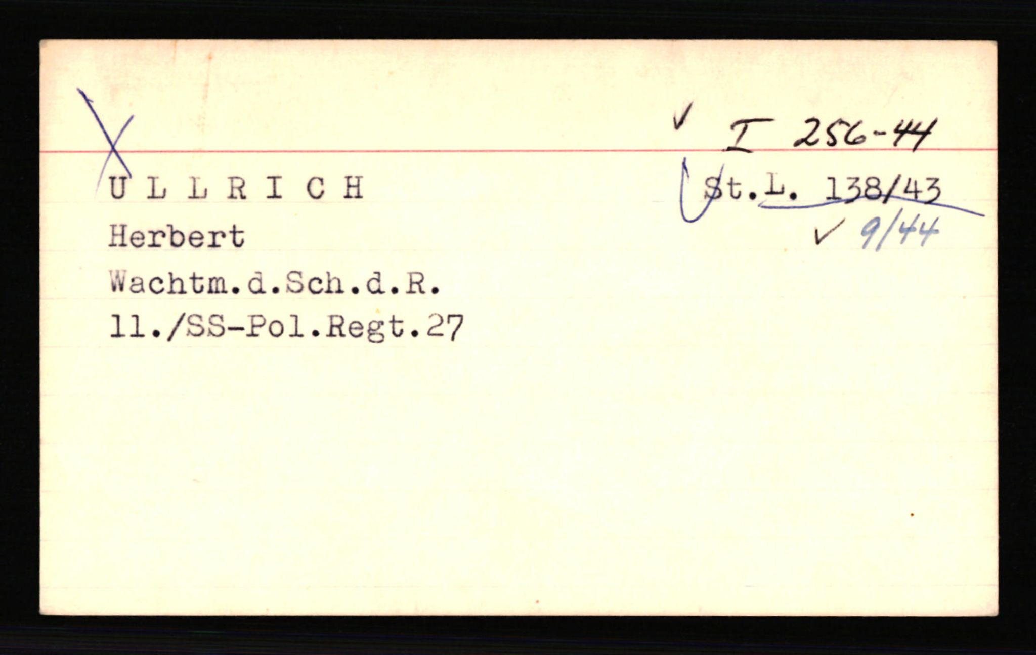 SS- und Polizeigericht Nord (IX), RA/RAFA-3182/0001/C/Ca/L0007: kartotekkort for personer alfabetisk på etternavn: T-Å, 1940-1945, s. 198