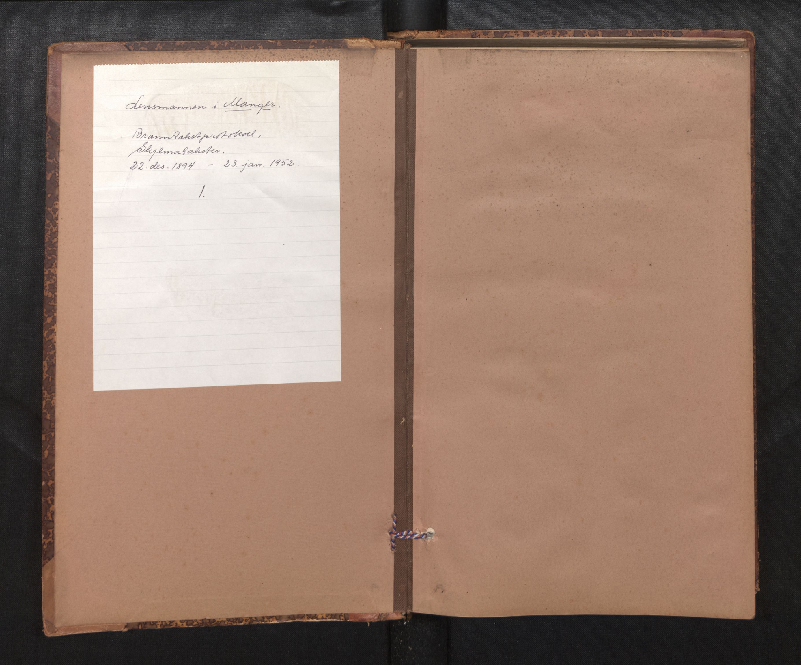 Lensmannen i Manger, SAB/A-33701/0012/L0004: Branntakstprotokoll, skjematakst, 1894-1952