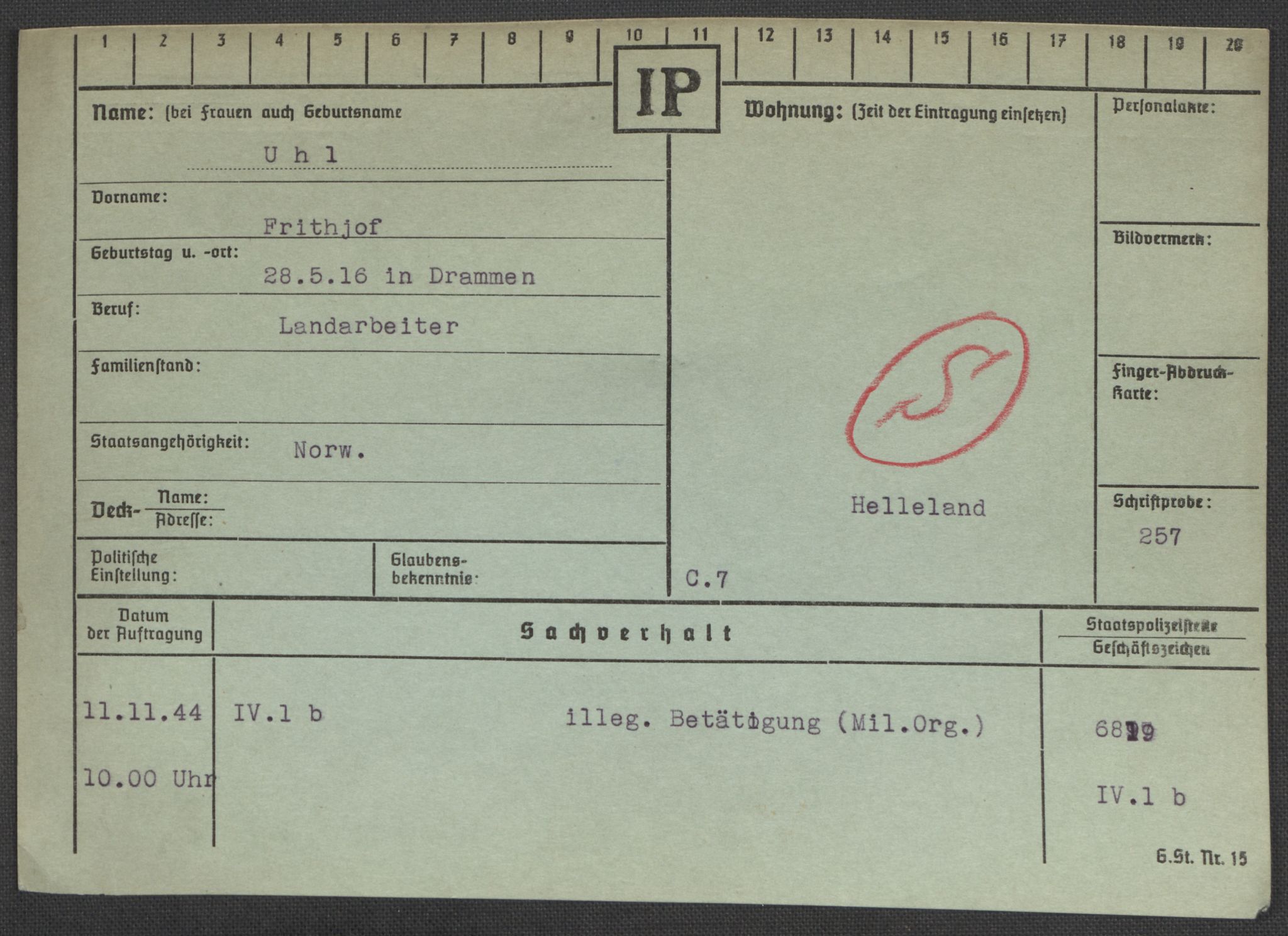 Befehlshaber der Sicherheitspolizei und des SD, AV/RA-RAFA-5969/E/Ea/Eaa/L0010: Register over norske fanger i Møllergata 19: Sø-Å, 1940-1945, s. 624