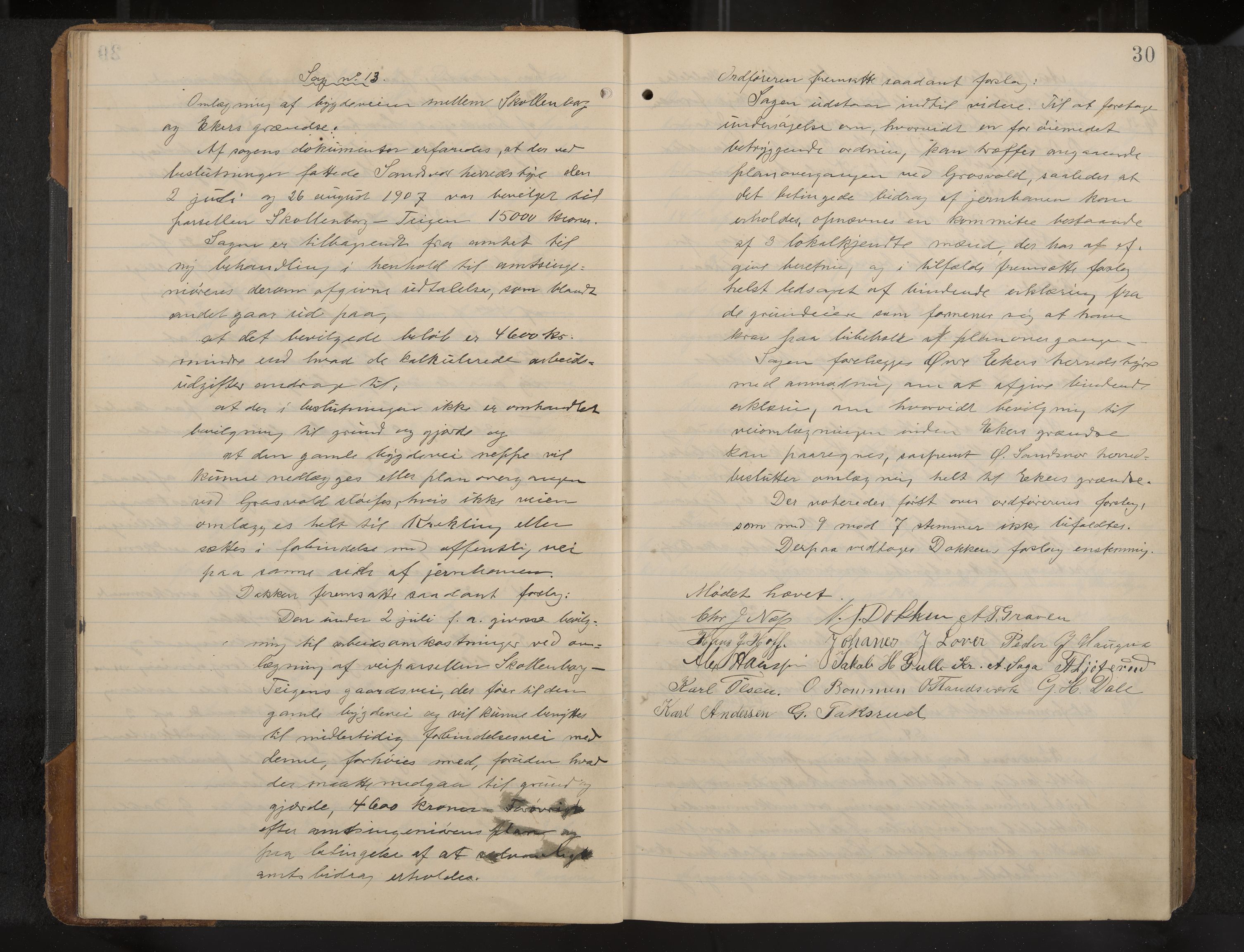 Øvre Sandsvær formannskap og sentraladministrasjon, IKAK/0630021/A/L0001: Møtebok med register, 1908-1913, s. 30