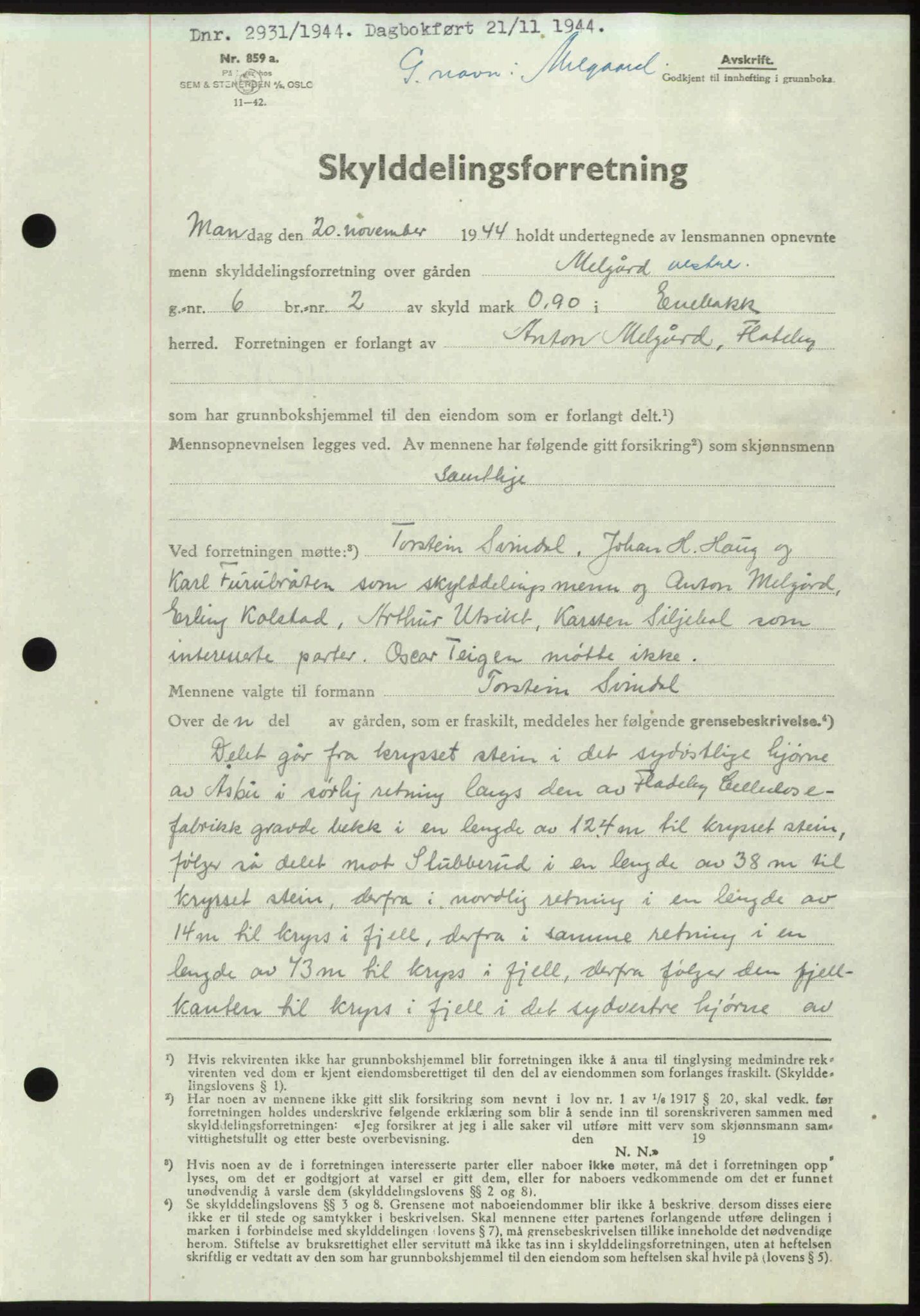 Nedre Romerike sorenskriveri, AV/SAO-A-10469/G/Gb/Gbd/L0012: Pantebok nr. 12, 1944-1944, Dagboknr: 2931/1944