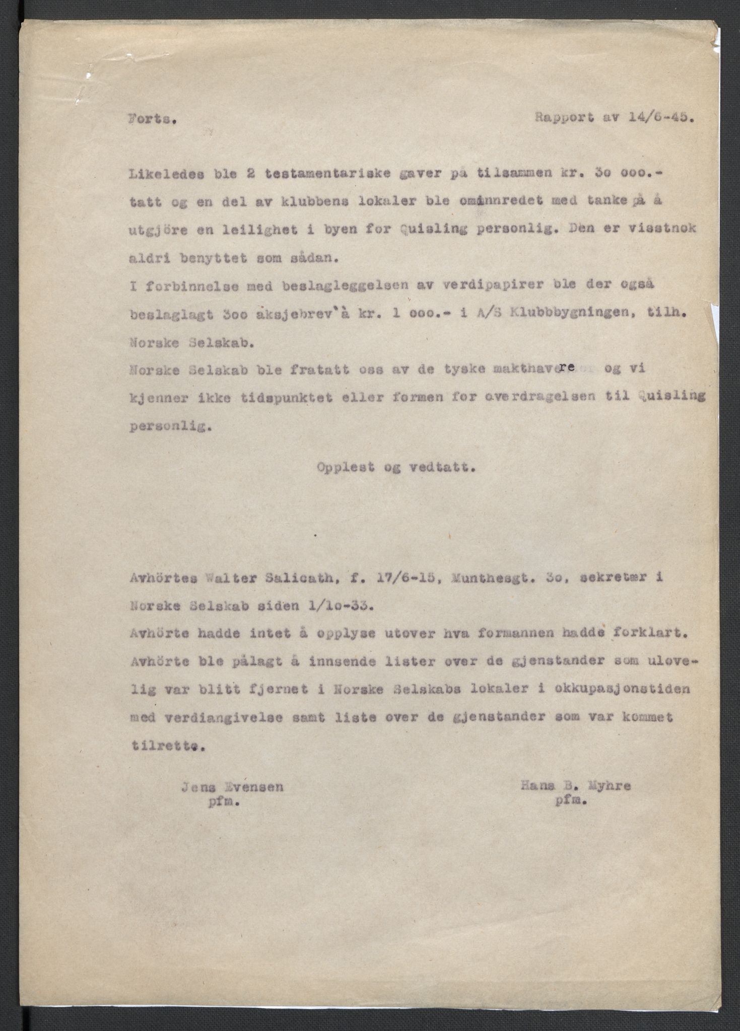 Landssvikarkivet, Oslo politikammer, AV/RA-S-3138-01/D/Da/L0003: Dnr. 29, 1945, s. 2613